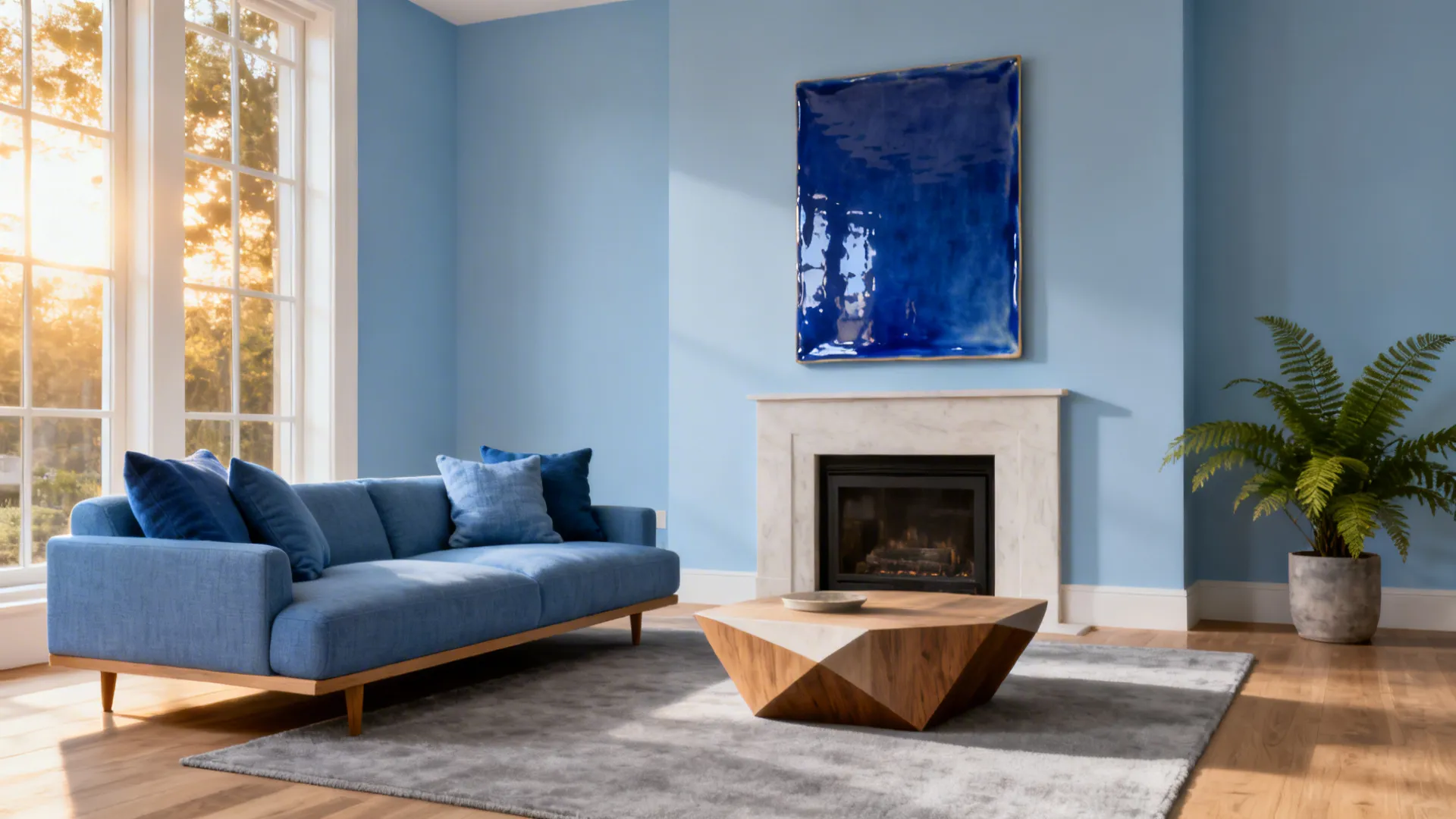 3. Modern Monochrome with Layered Blues