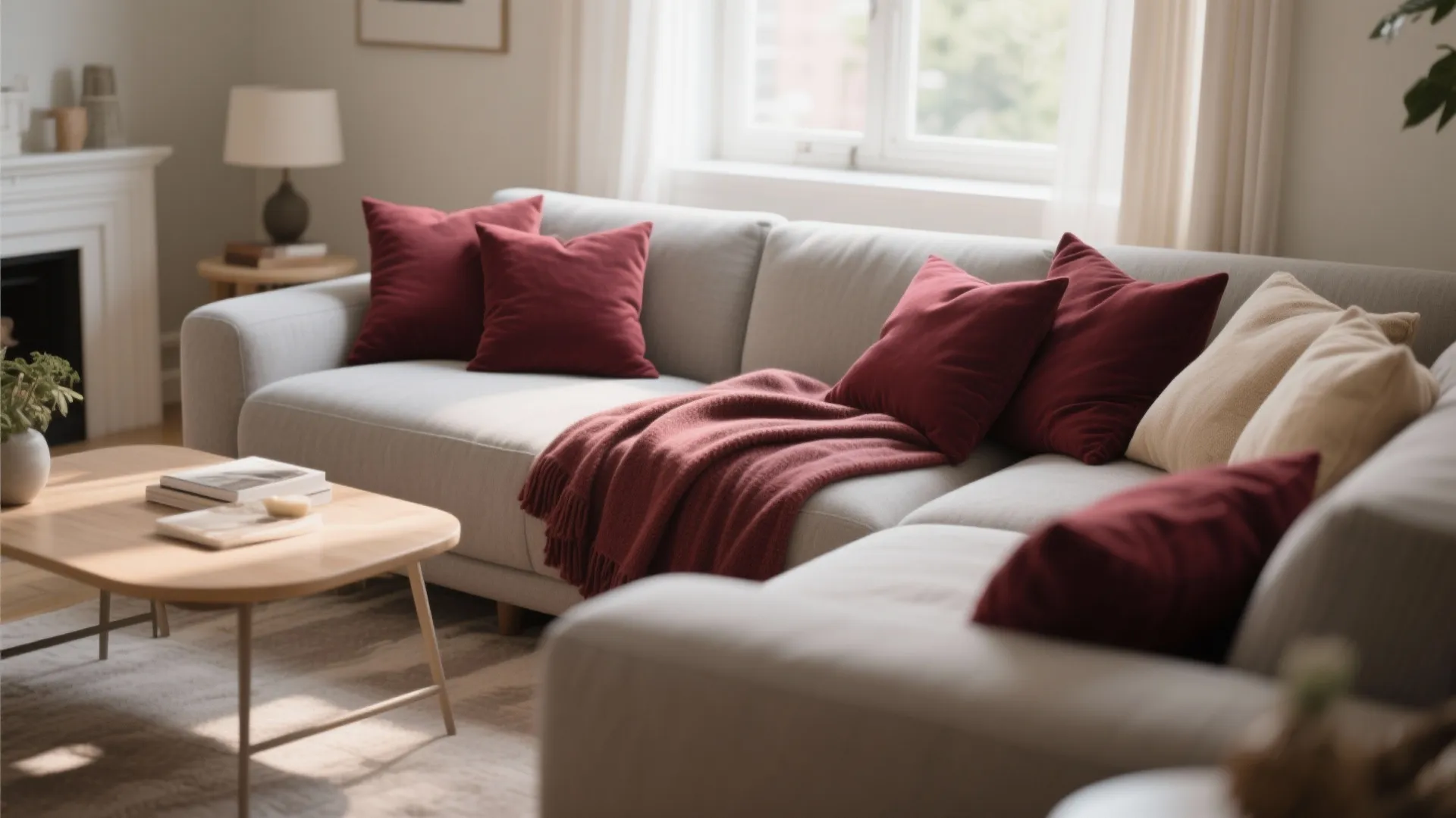 3. Layered Burgundy and Neutrals