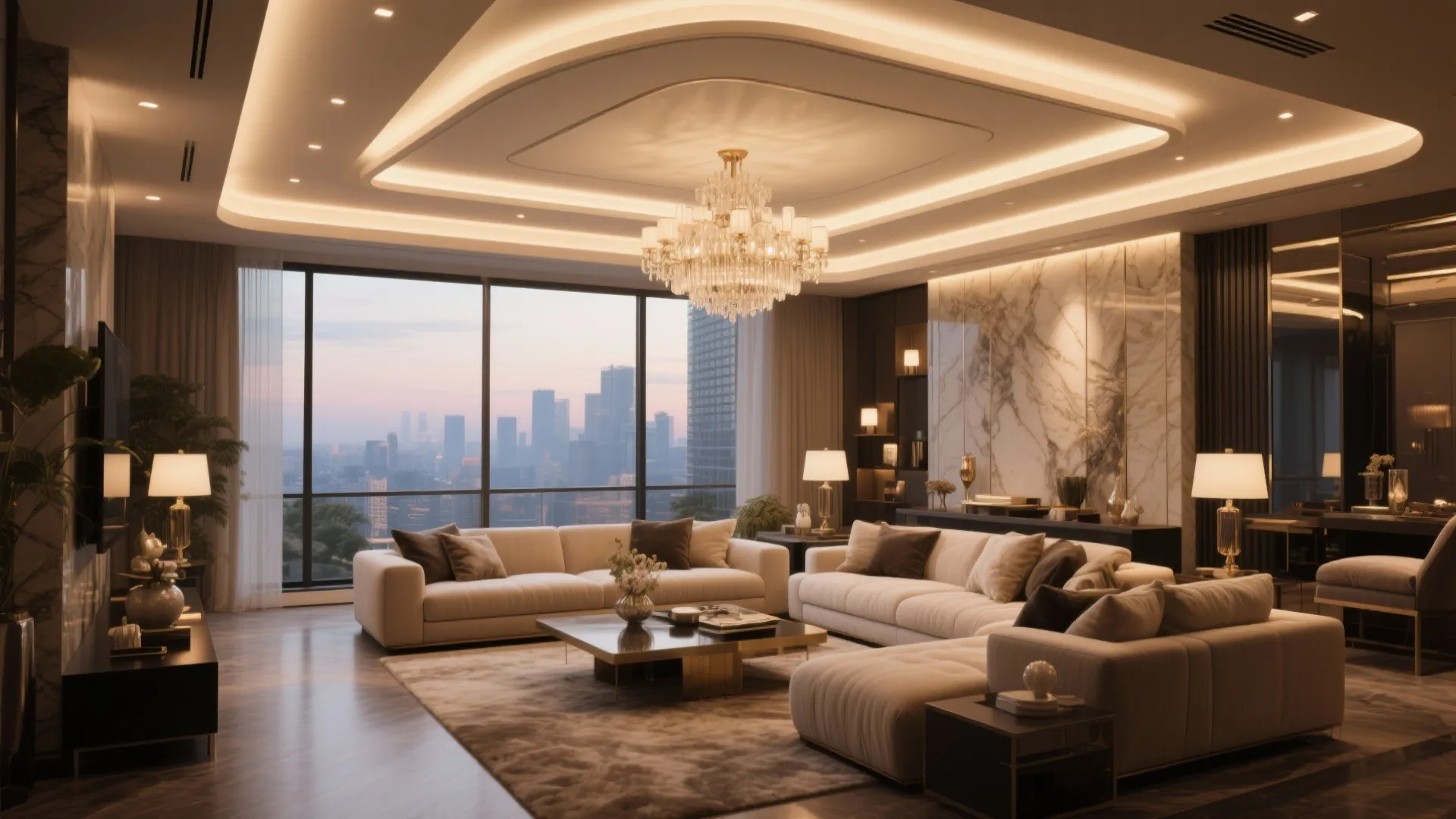 4. Layered Ceiling Light Systems