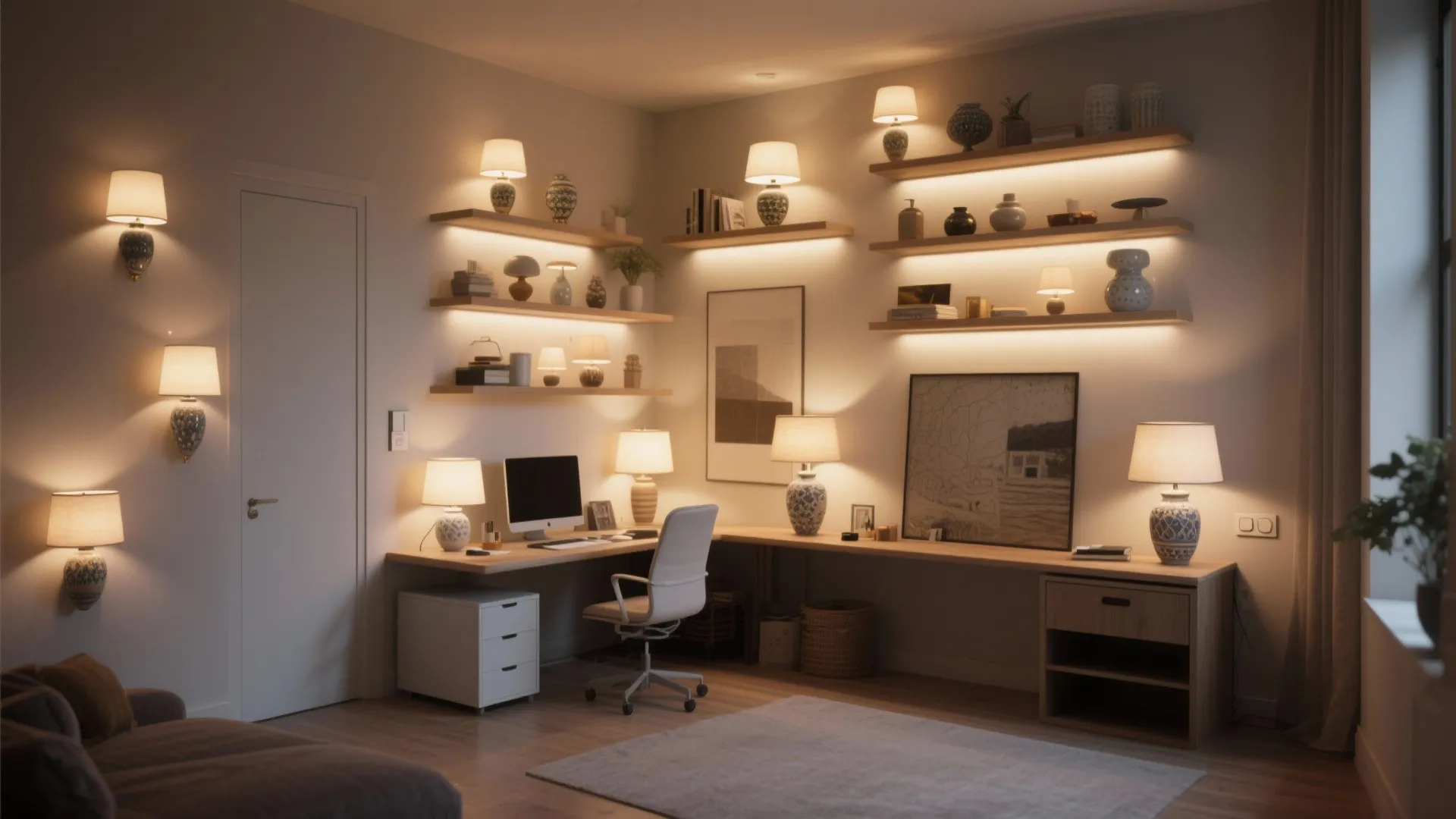 5. Layered Ceramic Lighting for Multipurpose Rooms