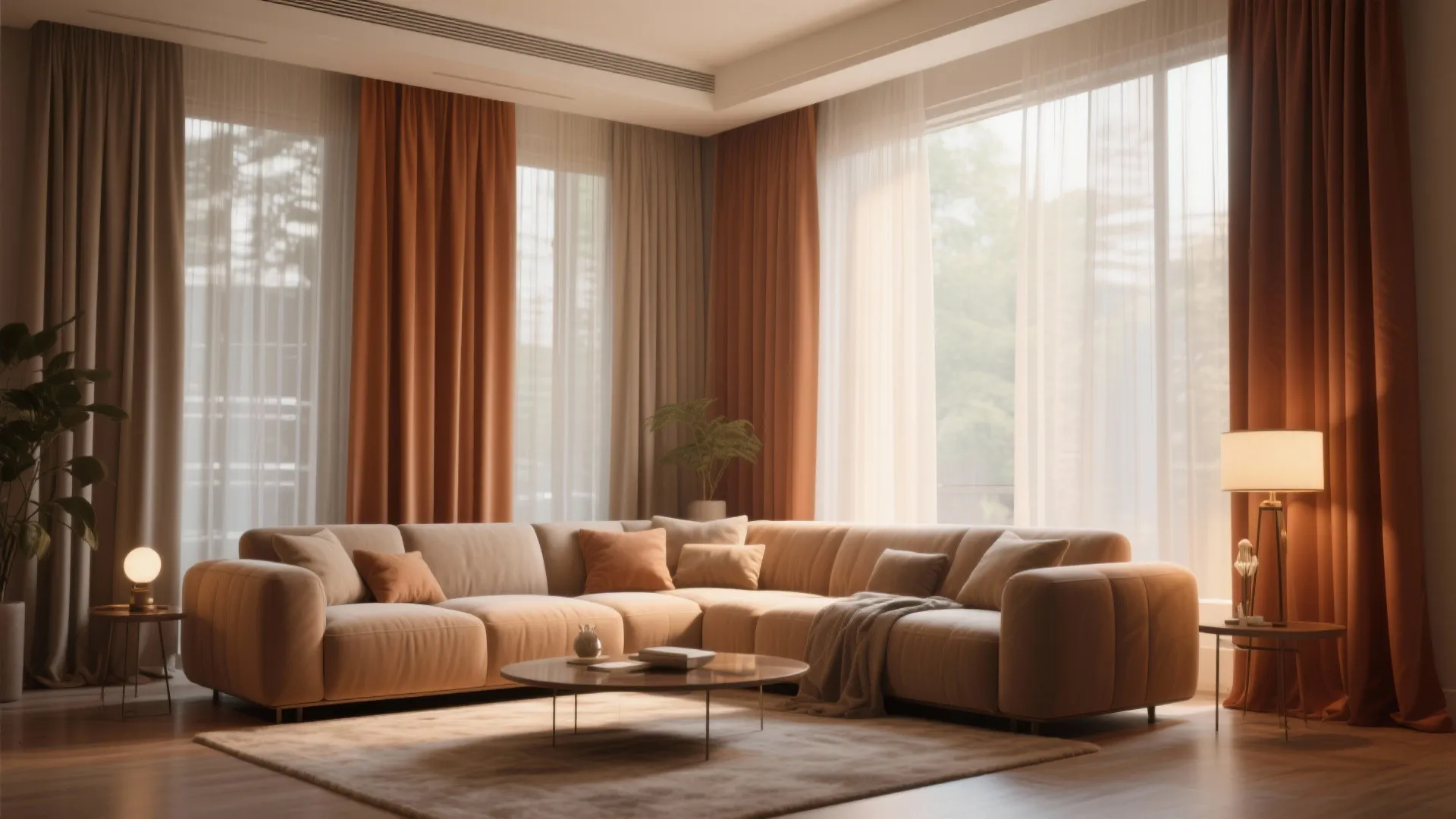 4. Layered Curtains and Textiles