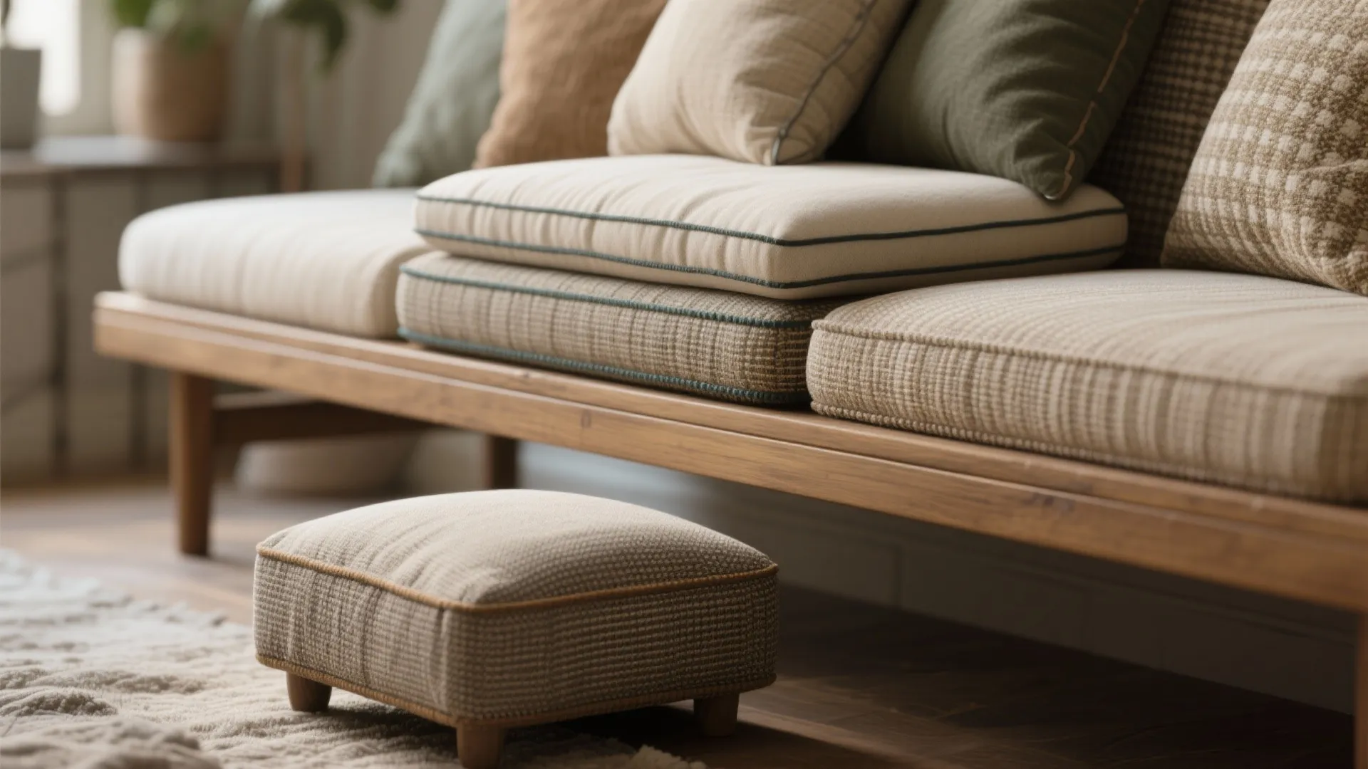 5. Mixed heights and cushions for a layered look