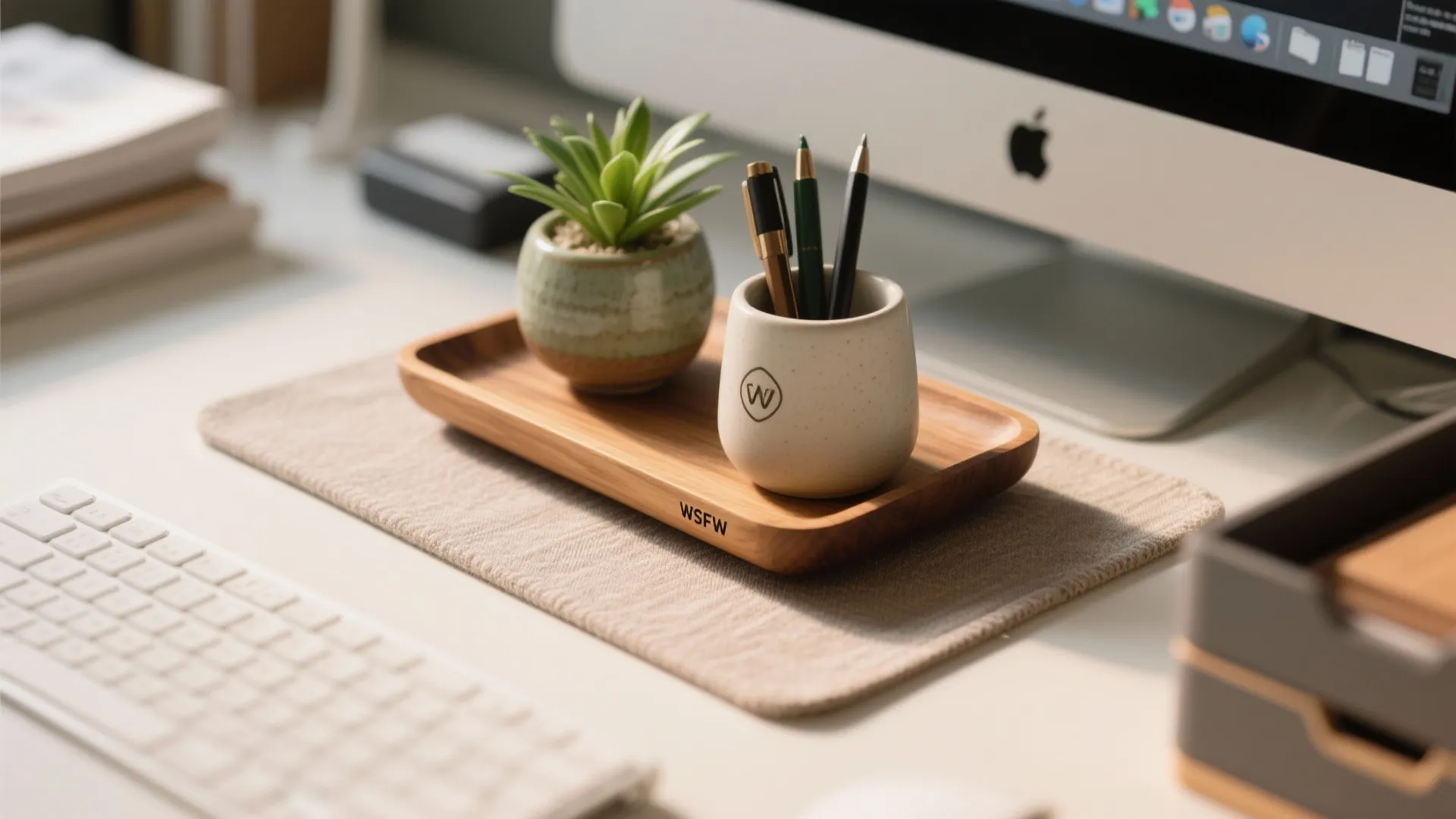 1. Layered Desk Accessories