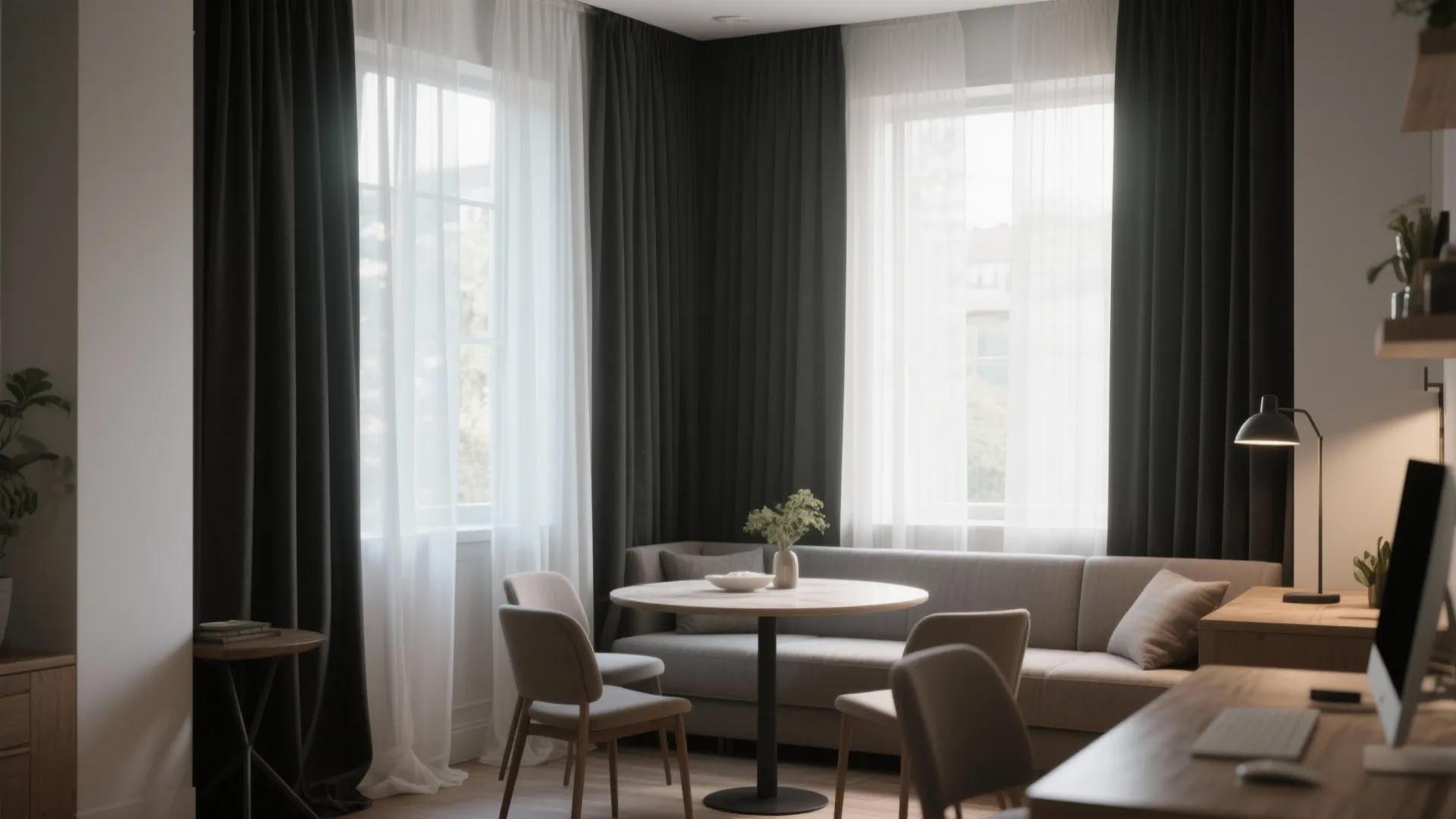 Tip 1: Layer Sheer and Heavy Drapes