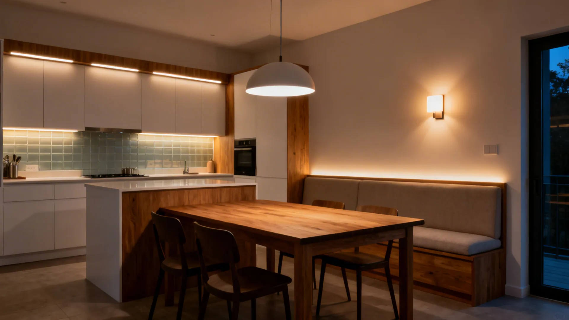5) Dining lighting that zones the room