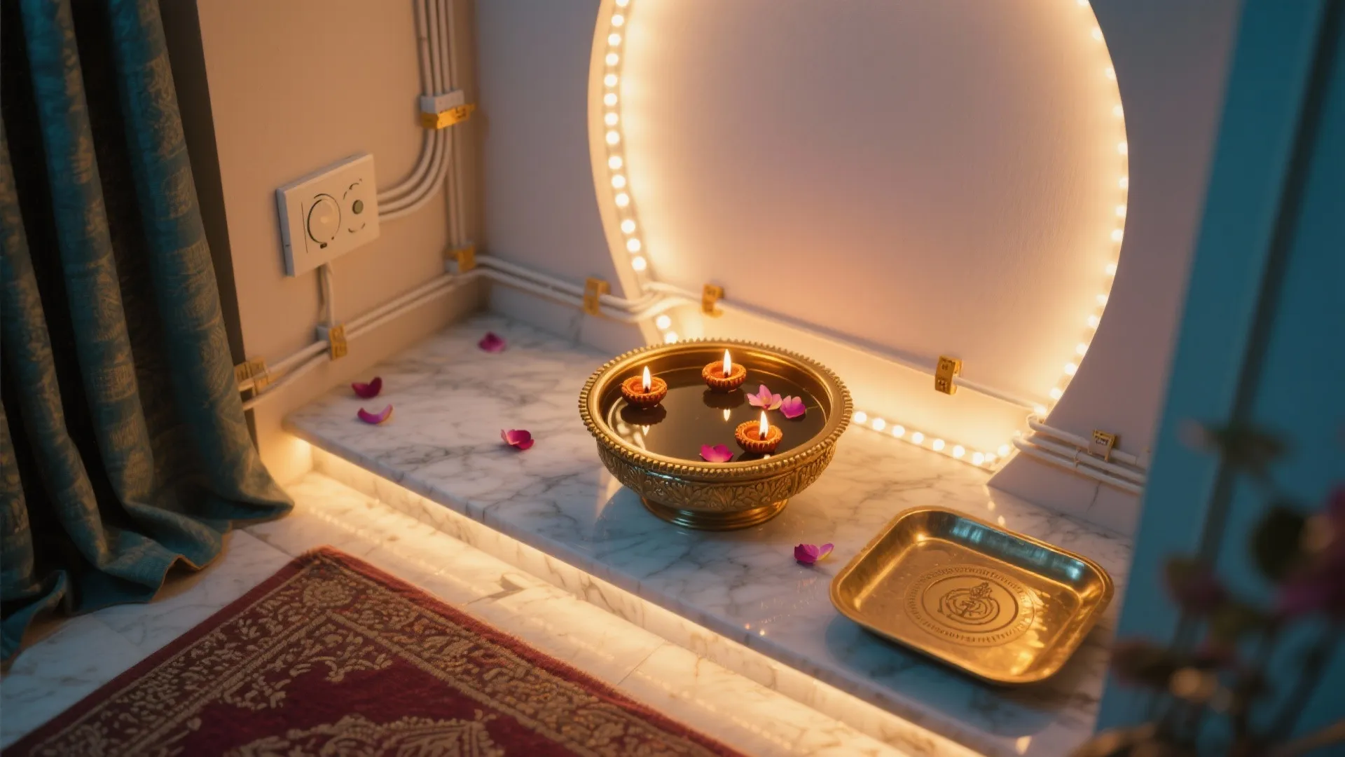 Layered diya and LED lighting