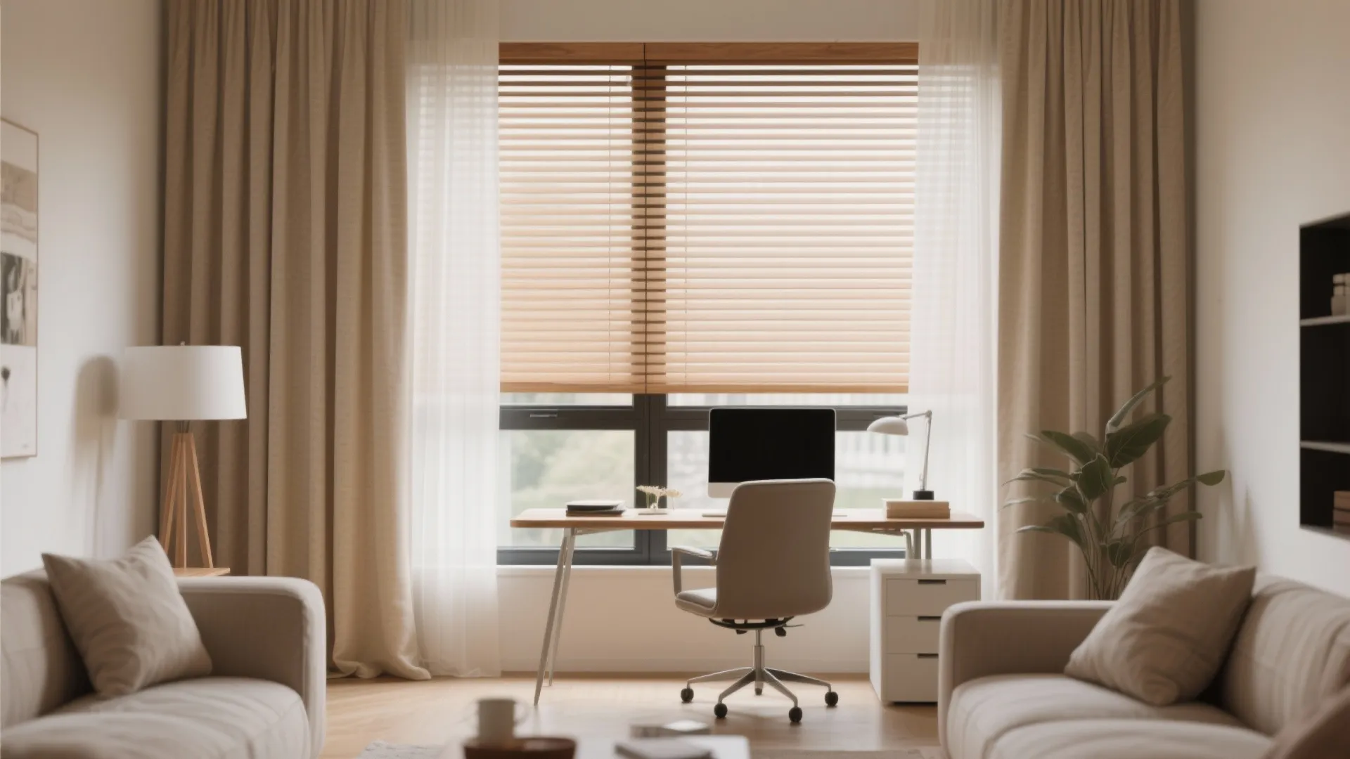 Layered Drapery with Blinds