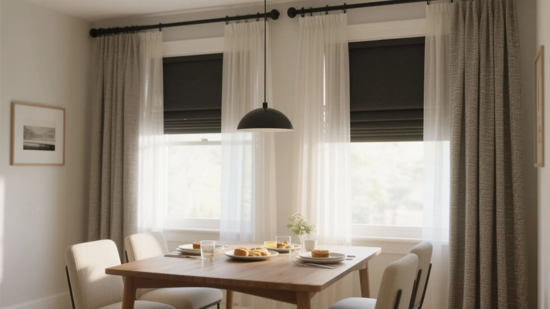 2) Layered Sheers + Blackout Side Panels