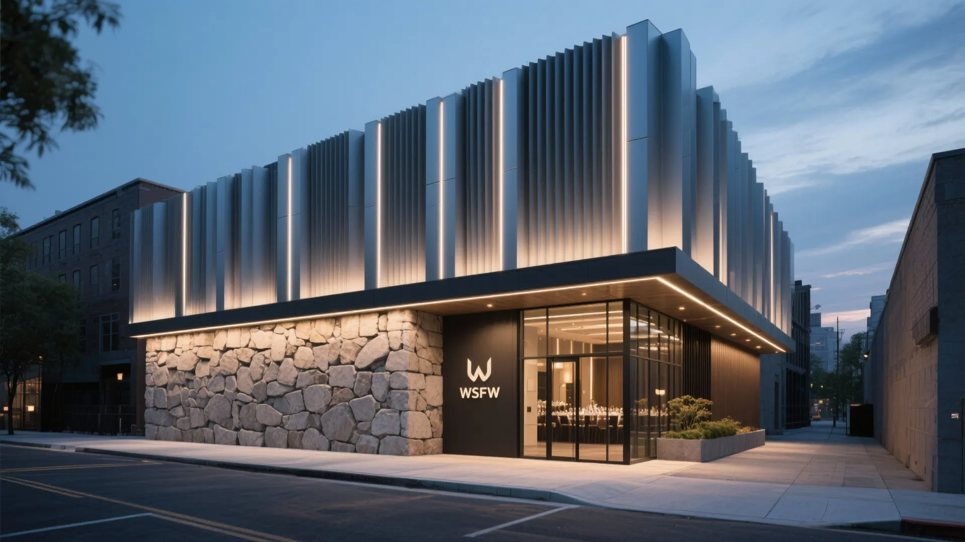 Layered Facade with Light and Shadow