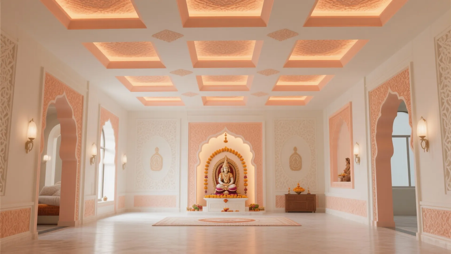 Multi-Layer False Ceiling with Soft Colors