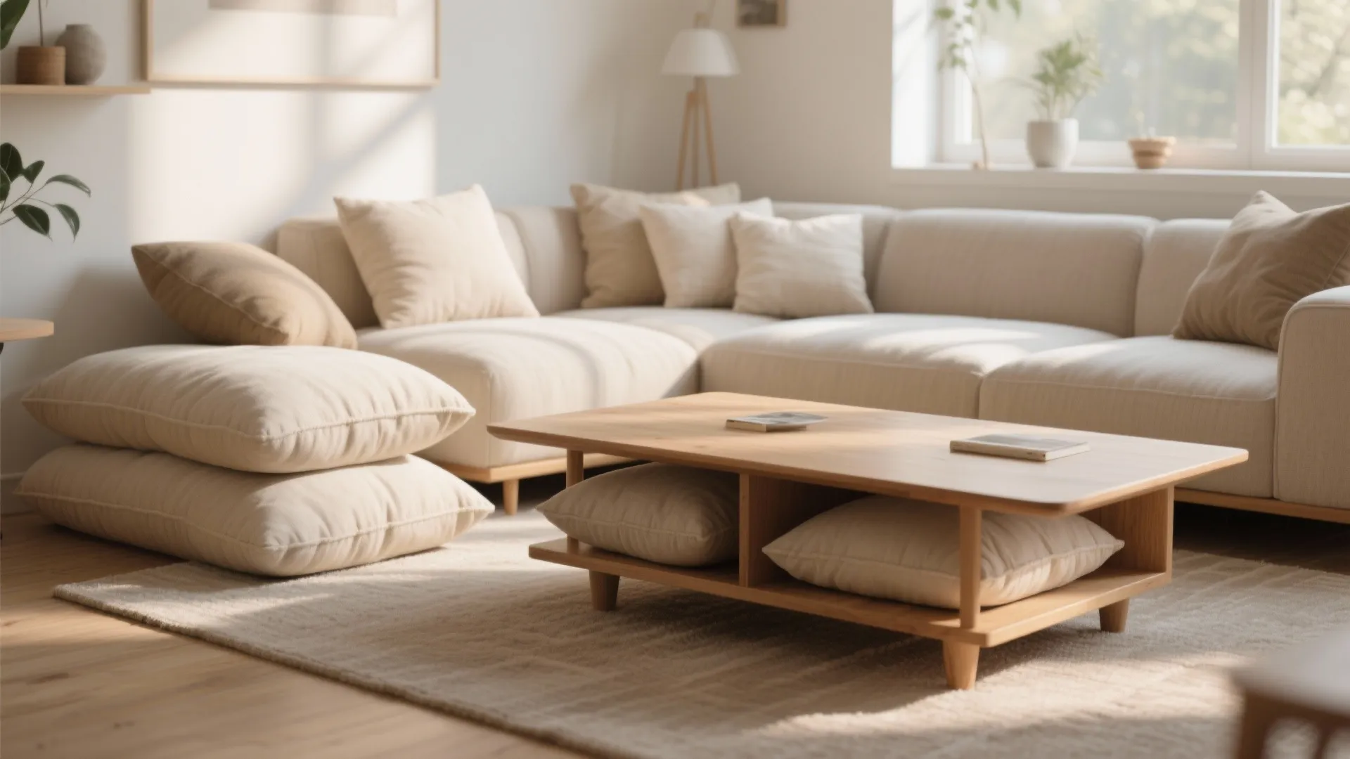 1. Layered Floor Cushions