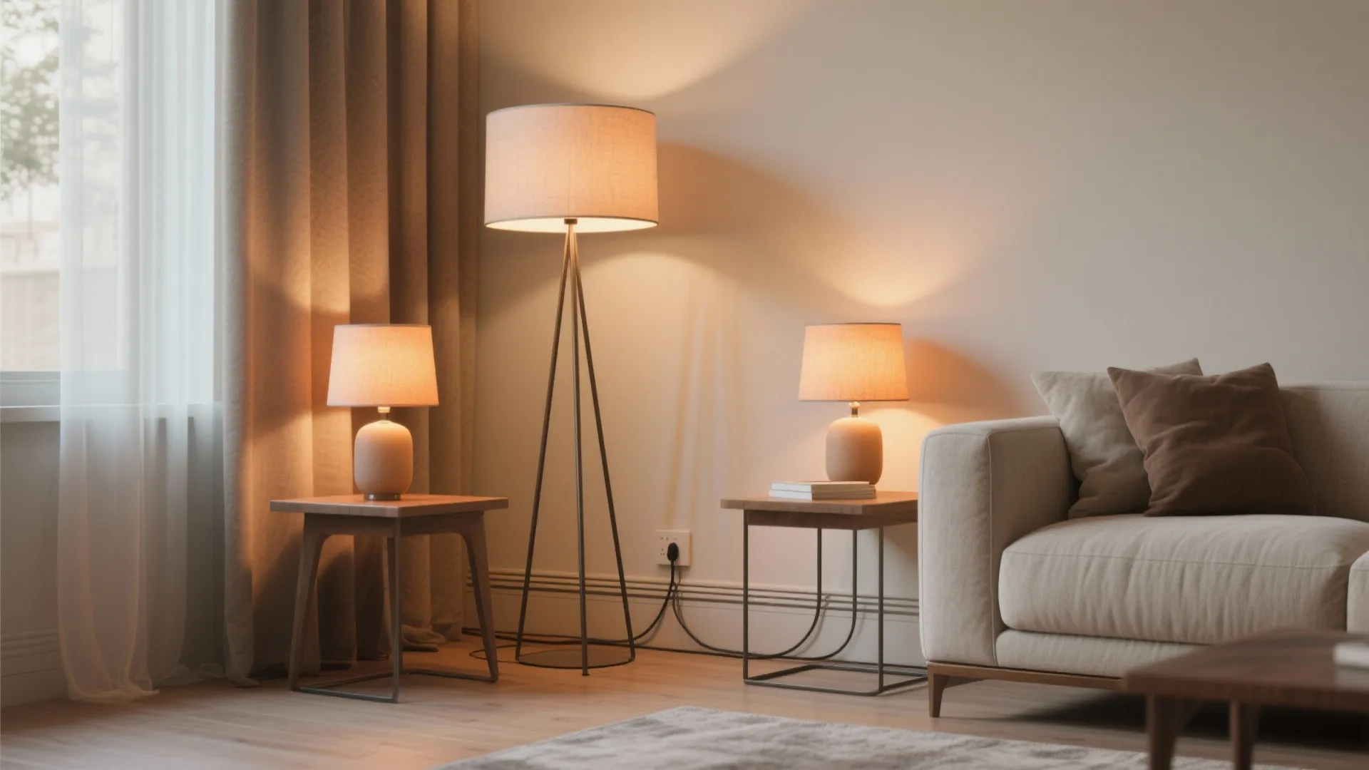 1. Layered floor and table lamps