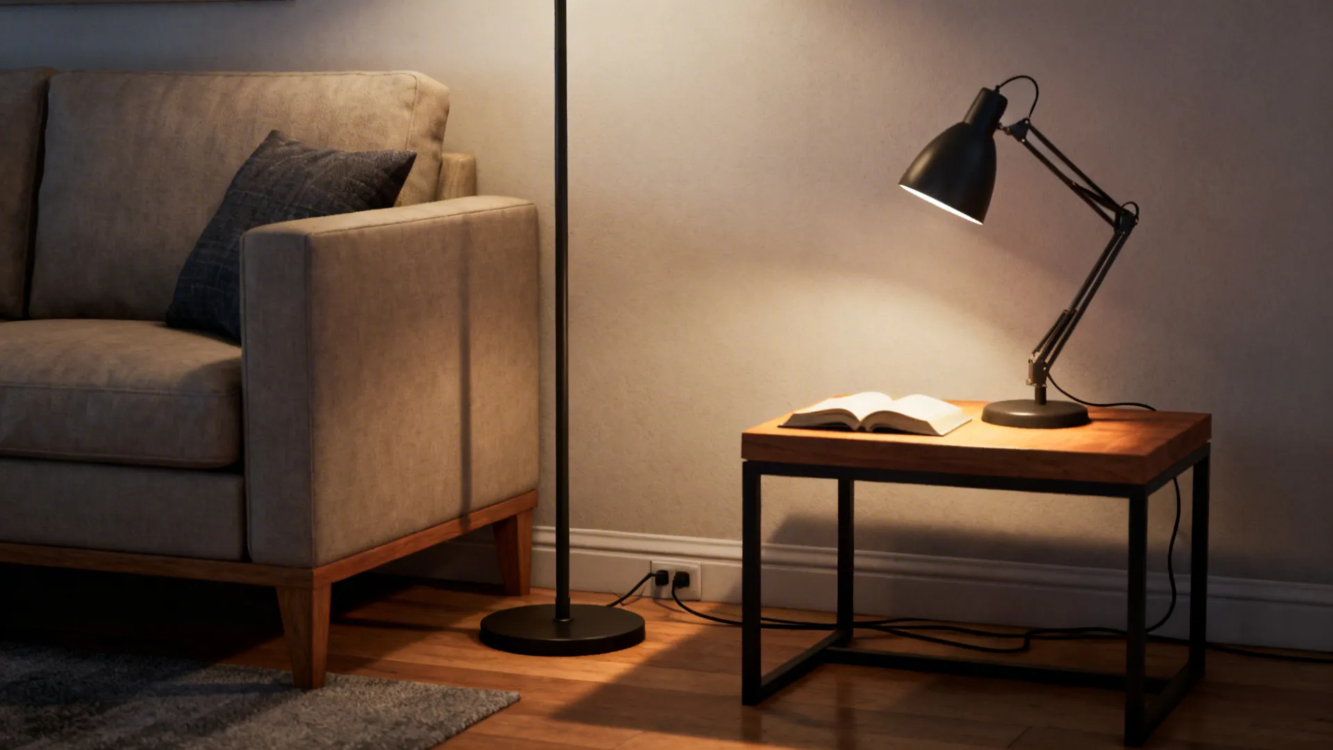 1. Layered Lighting with Floor and Task Lamps