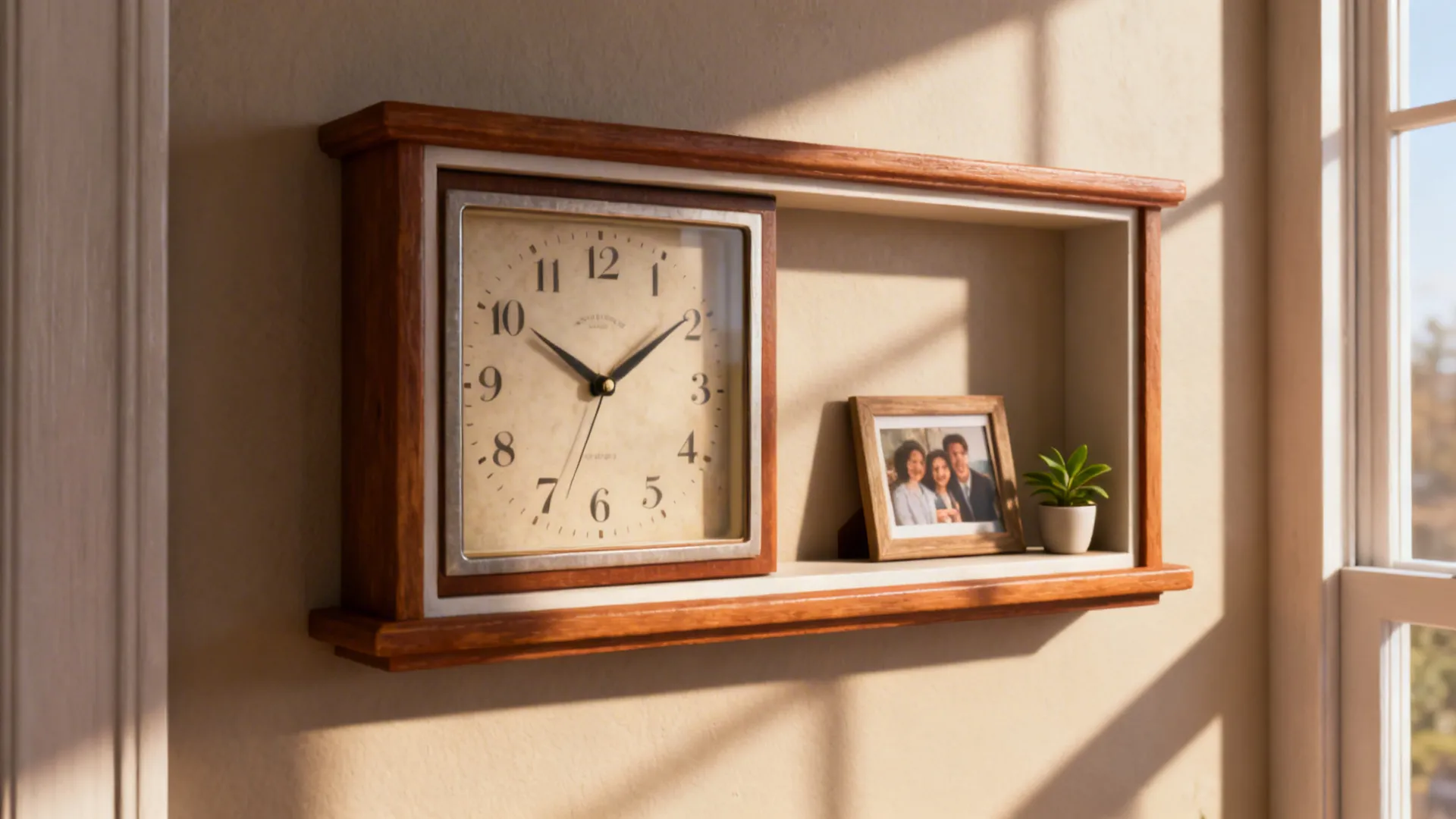 2. Layered Frame Clock with Photo Ledge