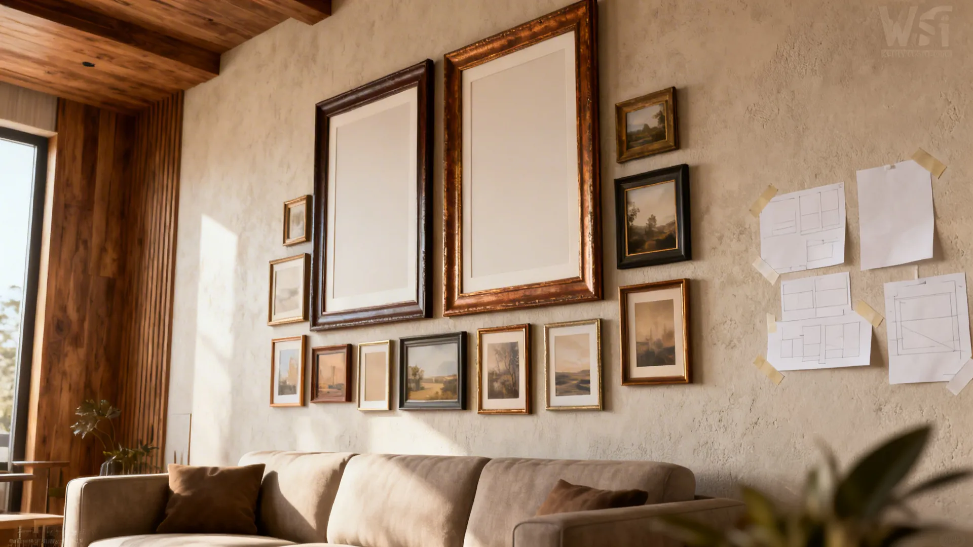 1. Layered Gallery Wall with Oversized Frames