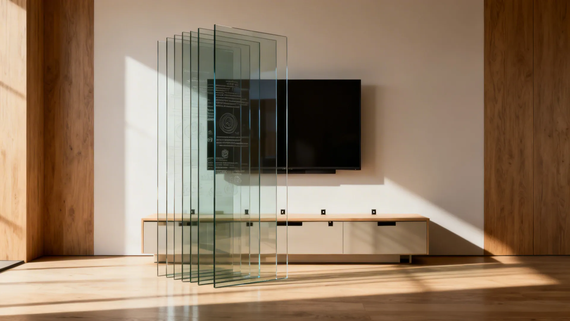 1. Layered glass panels to add depth