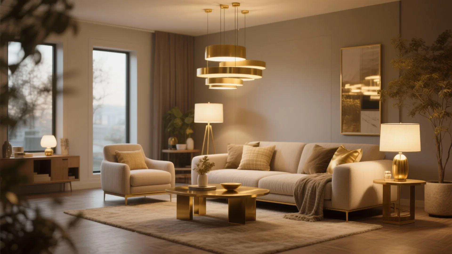 4. Layered Gold Lighting