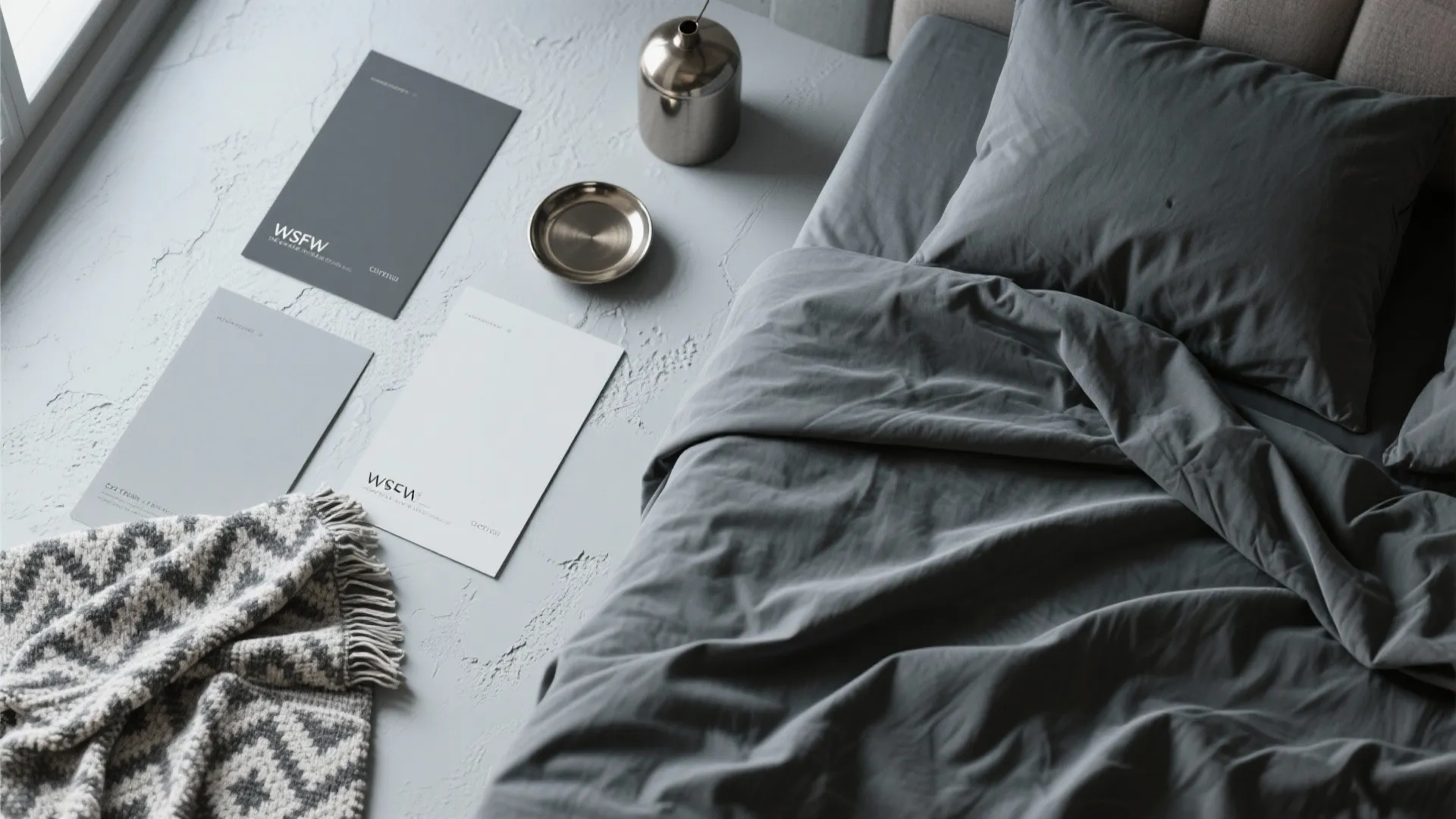 Layered Gray Textures in Bedroom