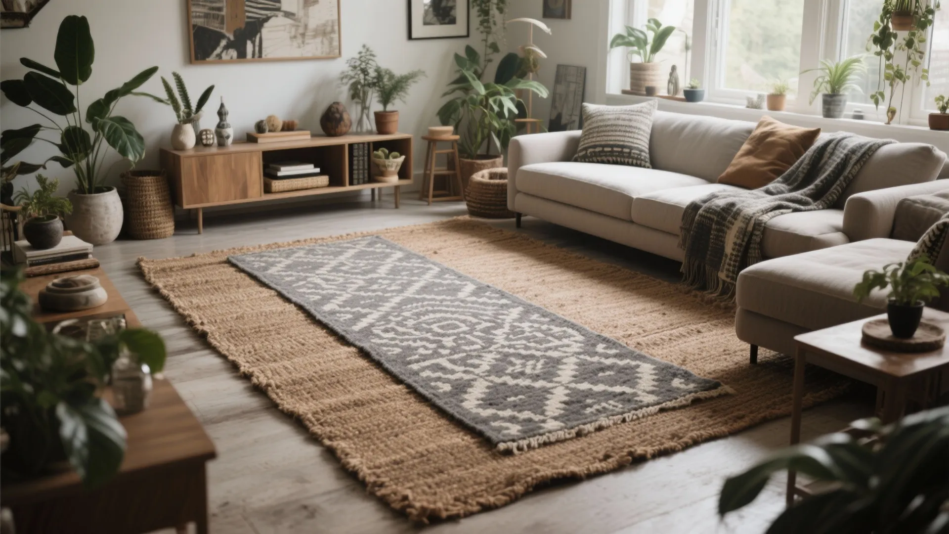 5. Layered rugs for depth