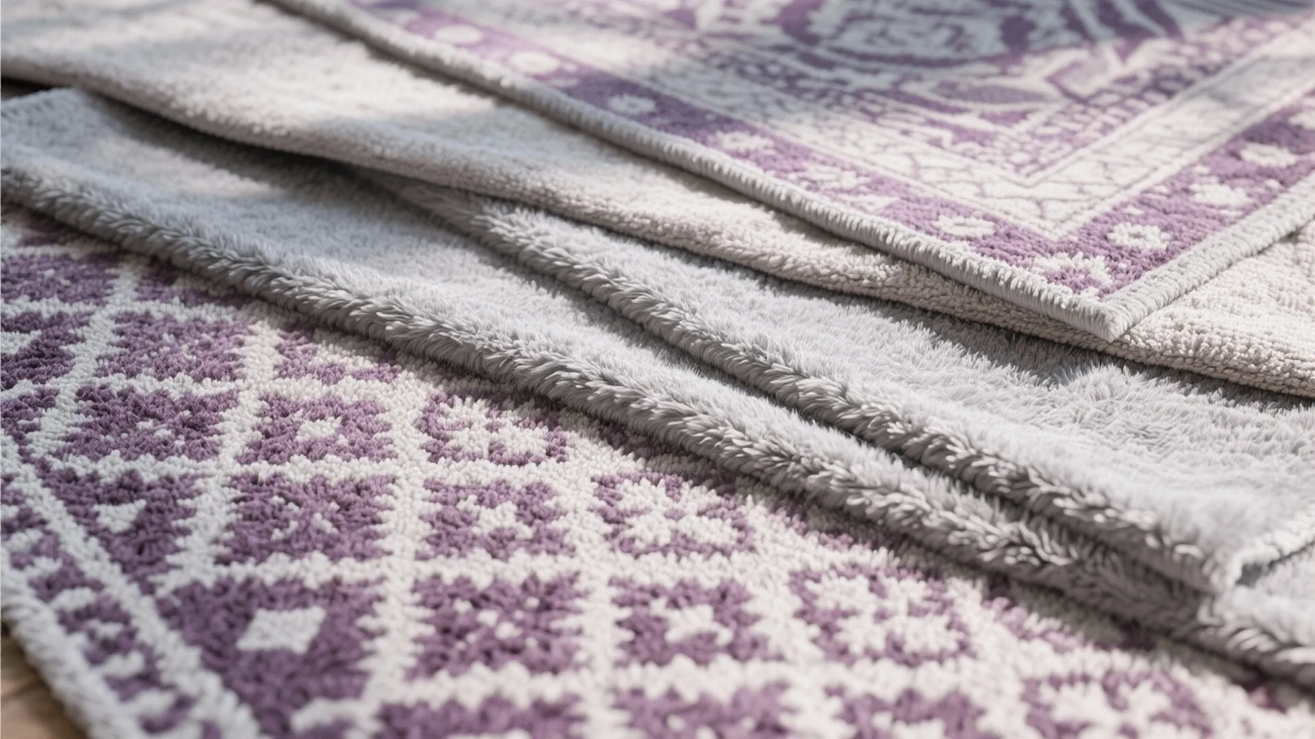 5. Layered Rugs in Gray and Mauve