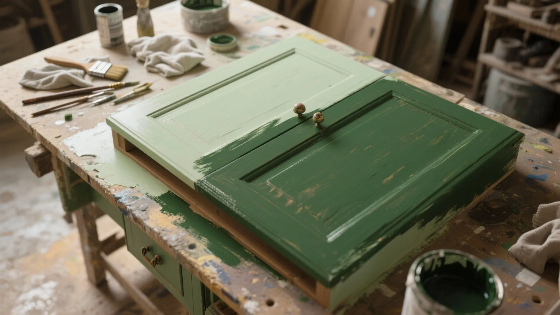 4. Vintage Patina with Layered Greens