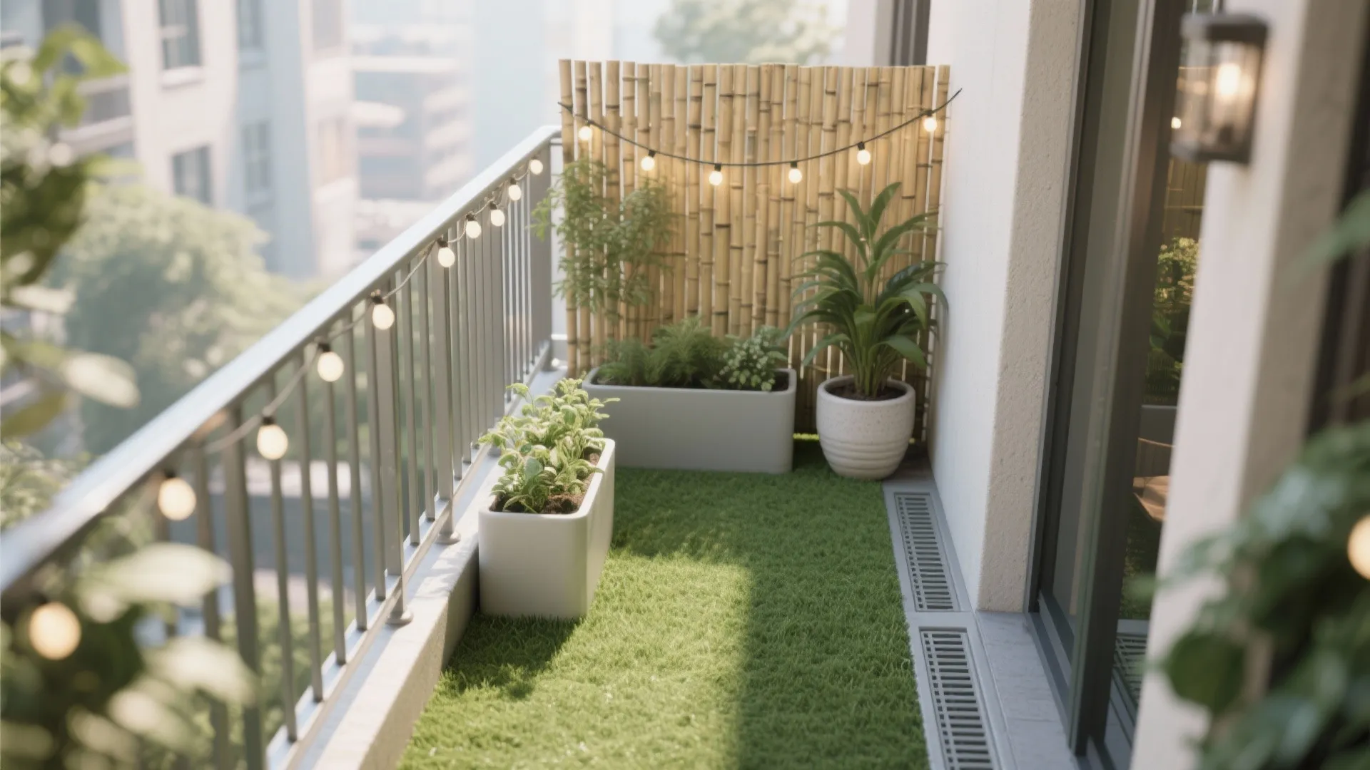 Green layering: planters + privacy screens