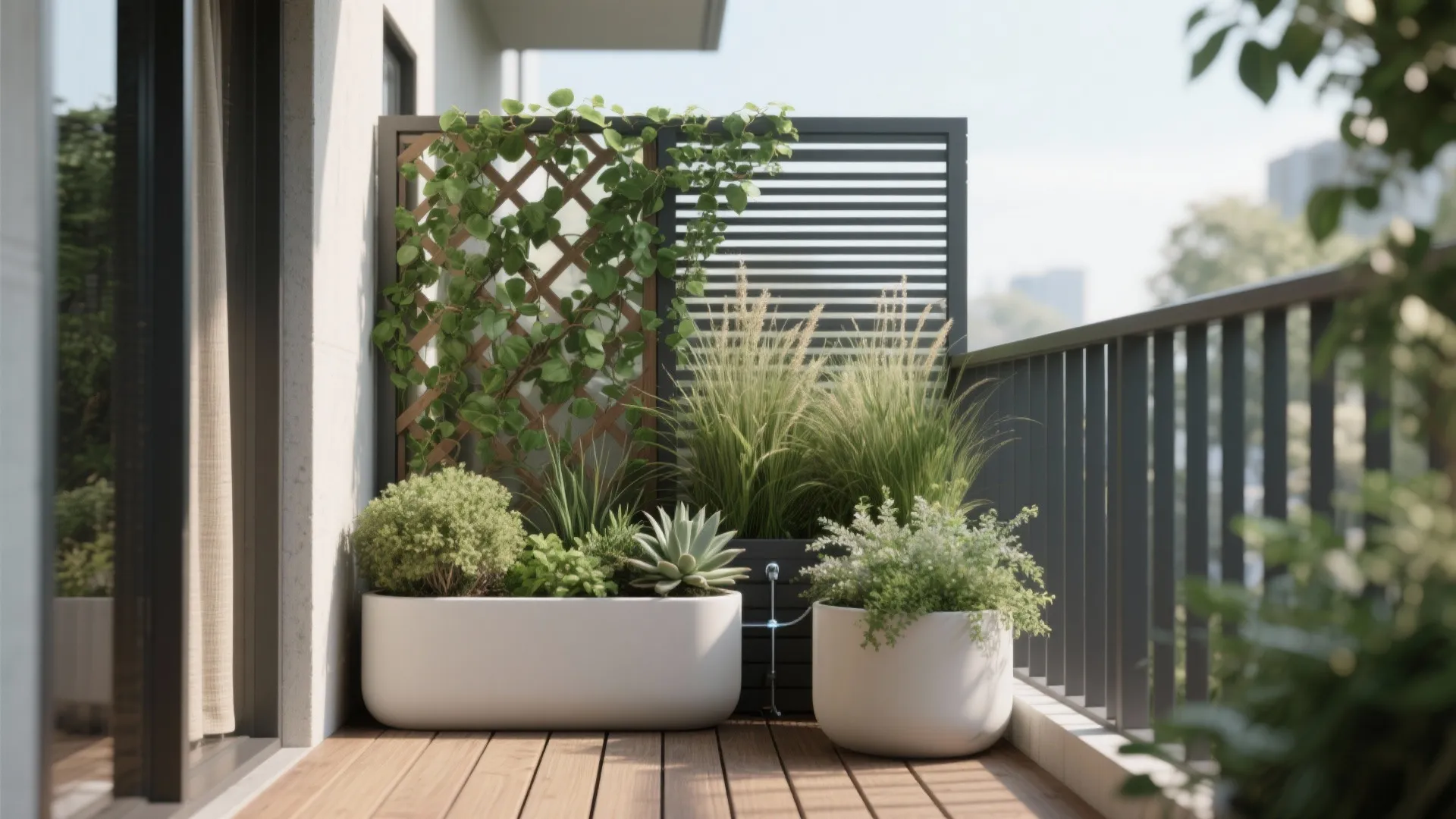 Layered Planting and Lightweight Privacy Screens