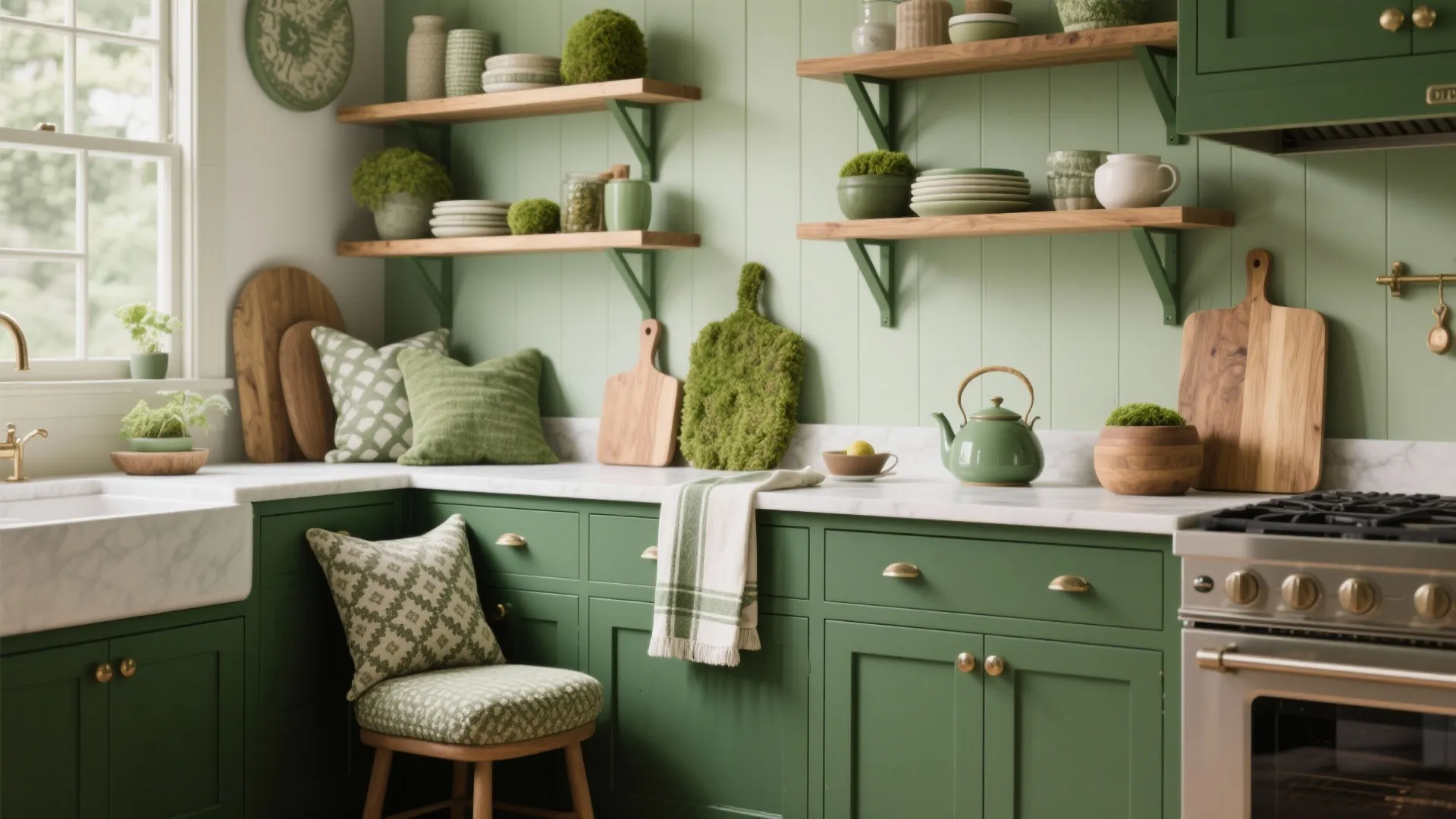 4. Layered greens: mix forest with moss and sage