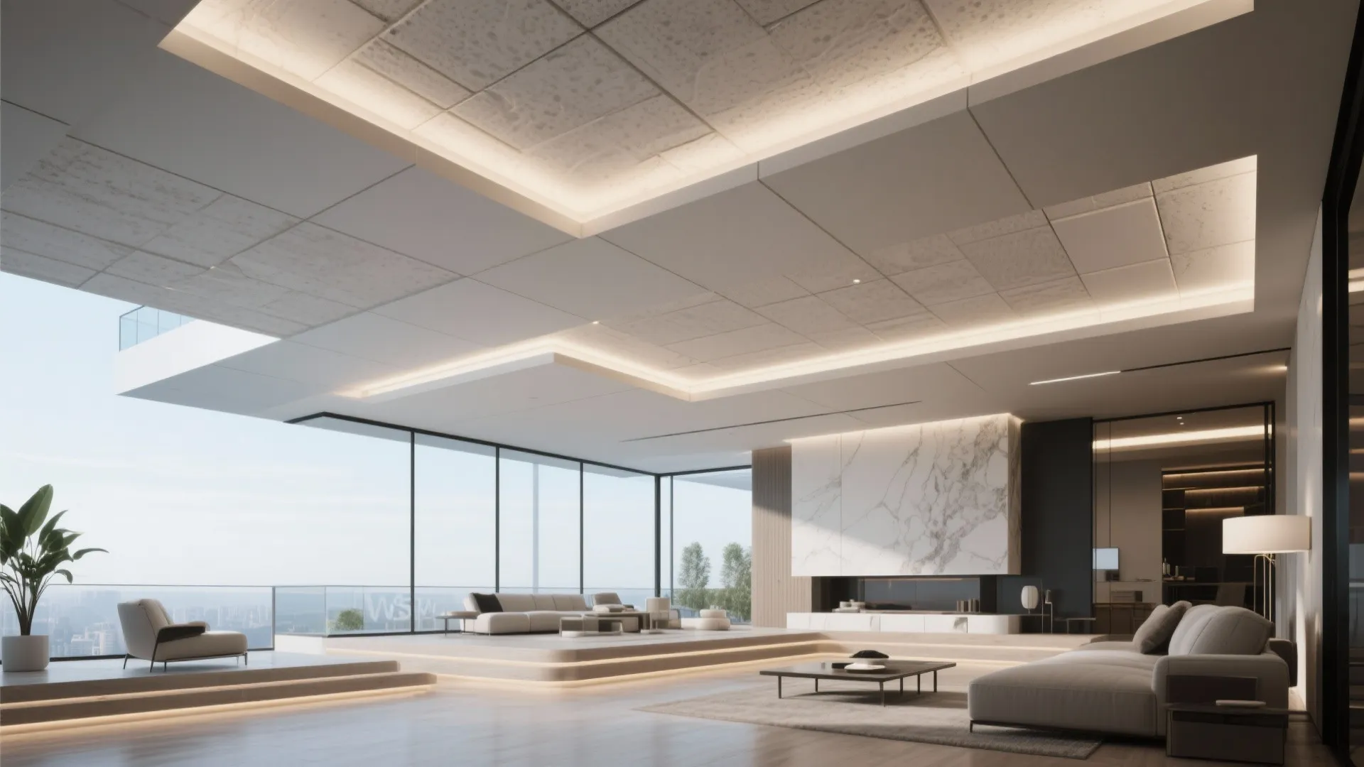 Gypsum Ceiling with Layered Design