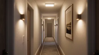 Warmly Lit Hallway Design with Modern Wall Sconces