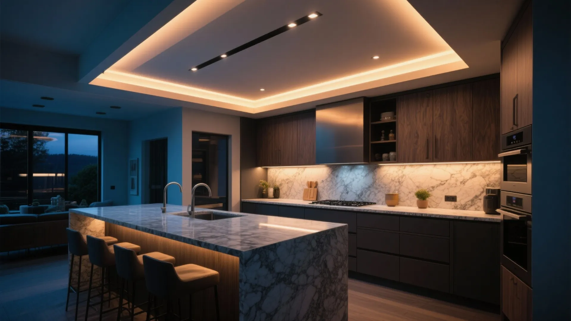 5. Layered Lighting with Under-Cabinet Accents