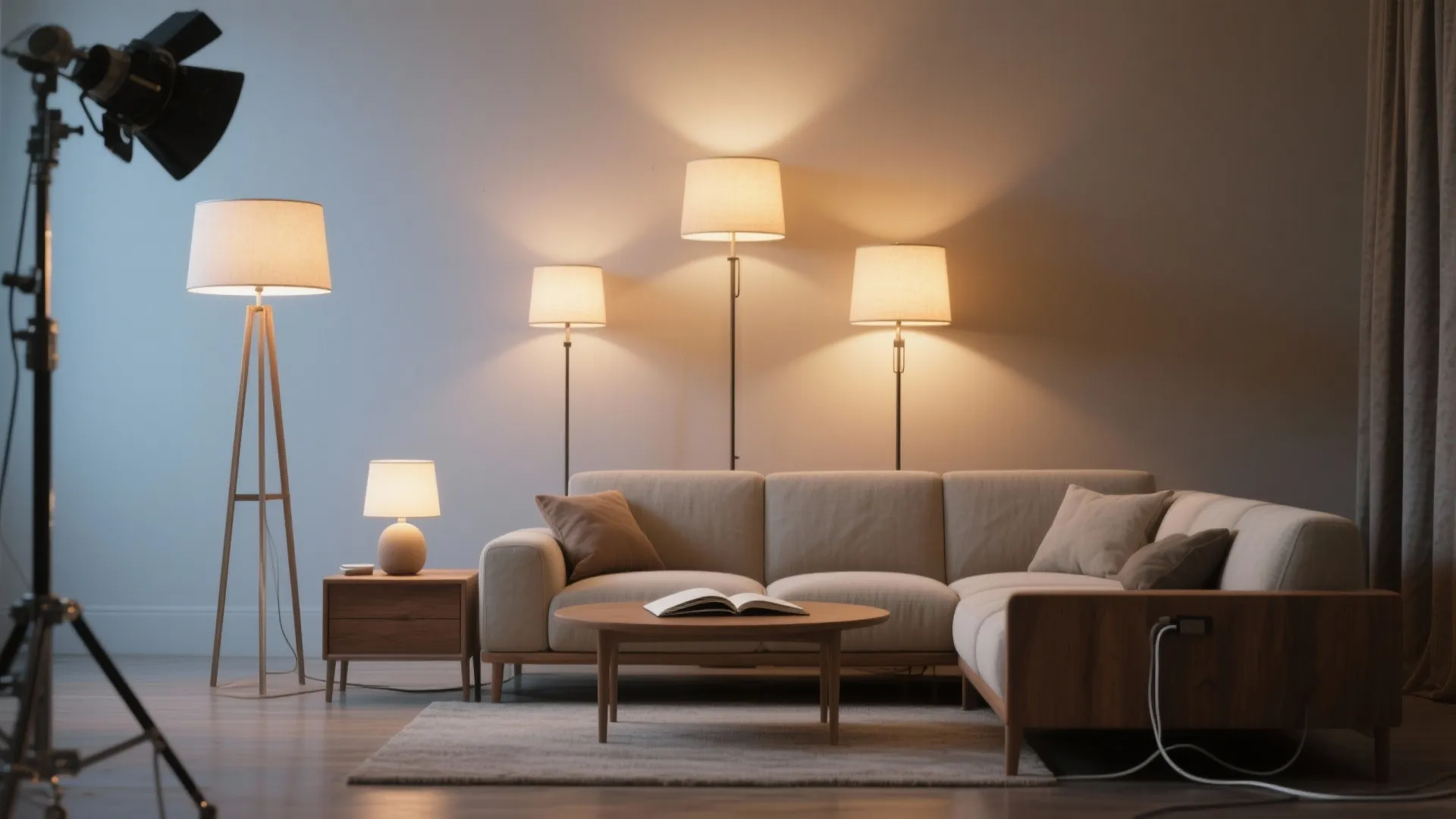 1. Layered floor and table lamps