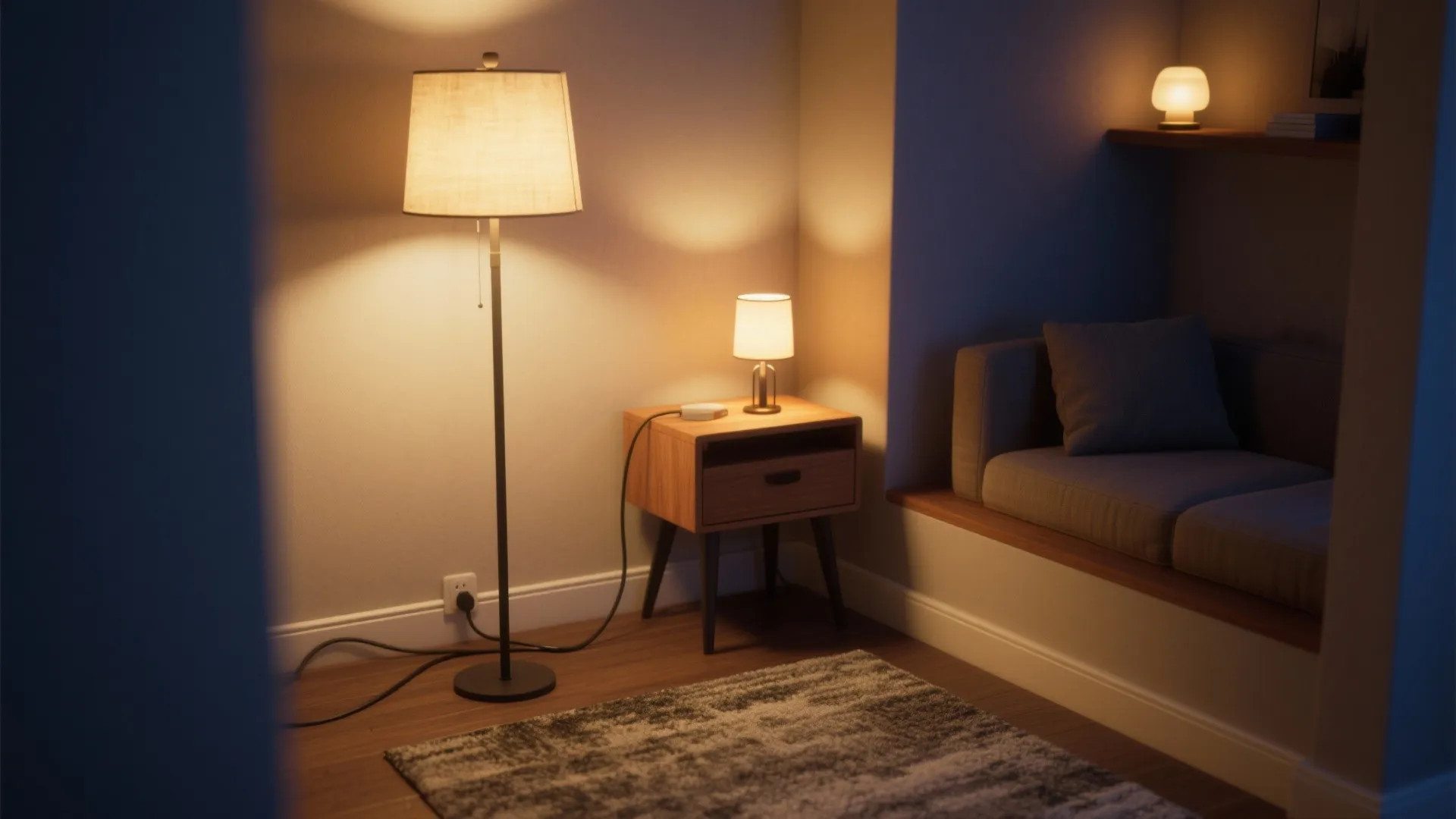 1. Layered floor and table lamps