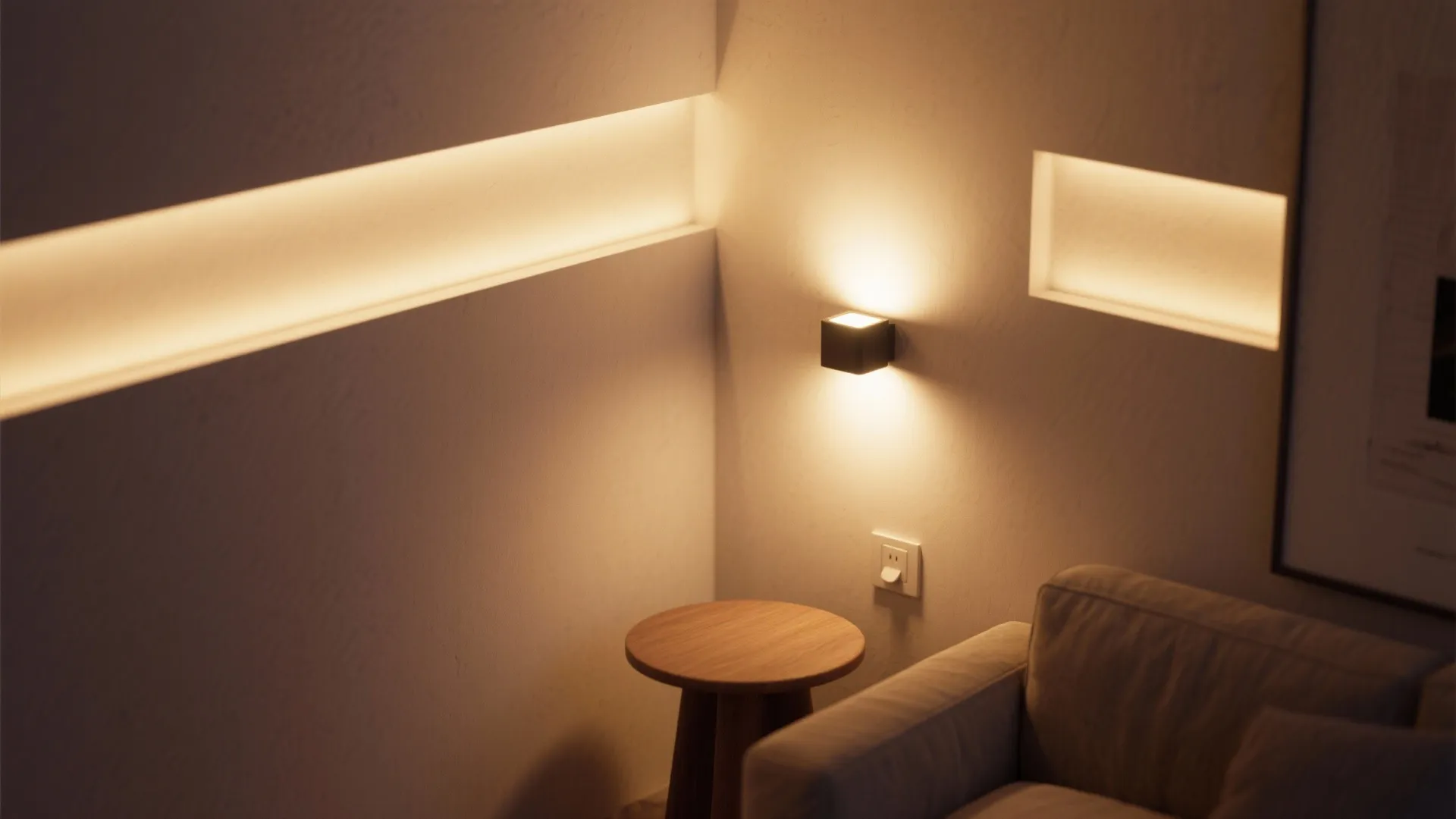 3. Layered wall lighting with dimmable LEDs