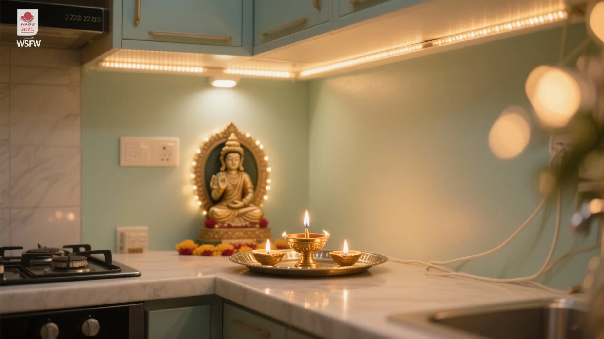 Soft, layered lighting with LED diyas