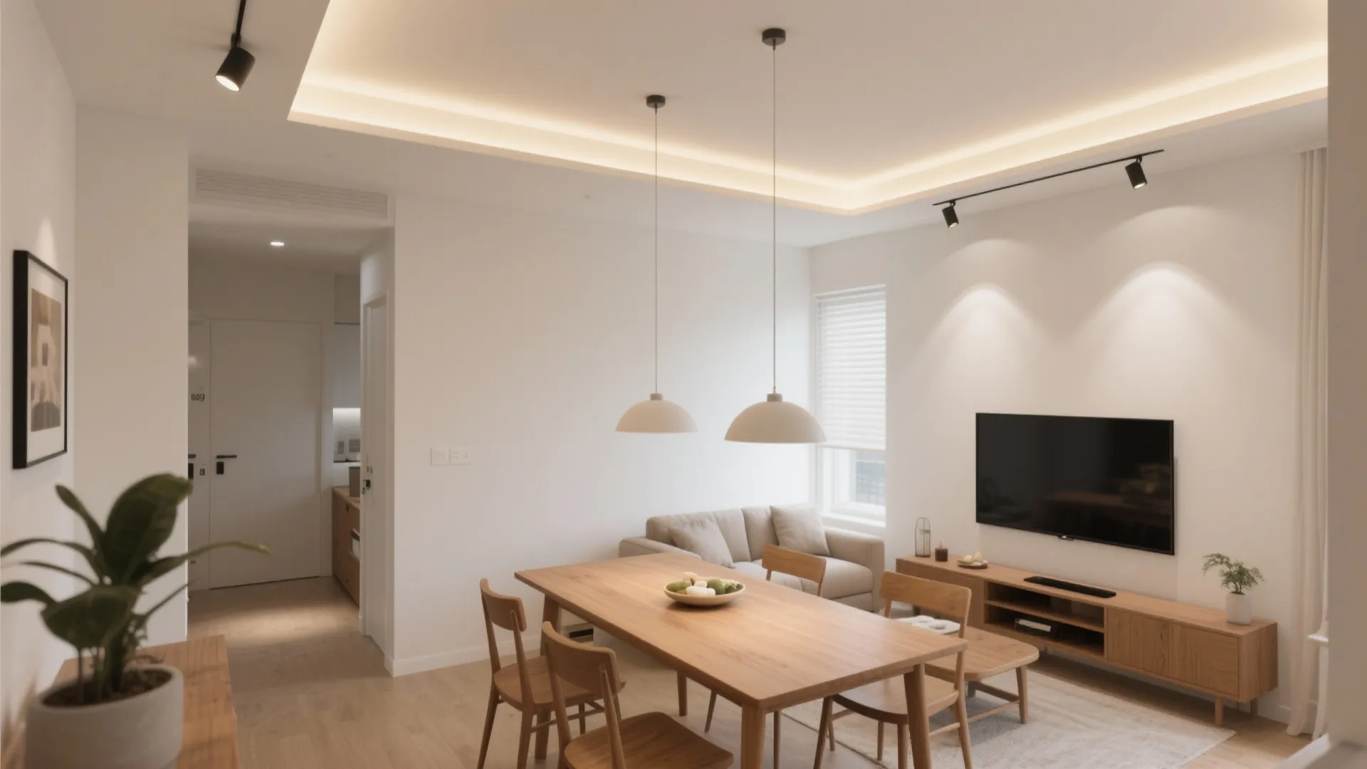 Layered ambient + task LED ceiling plan