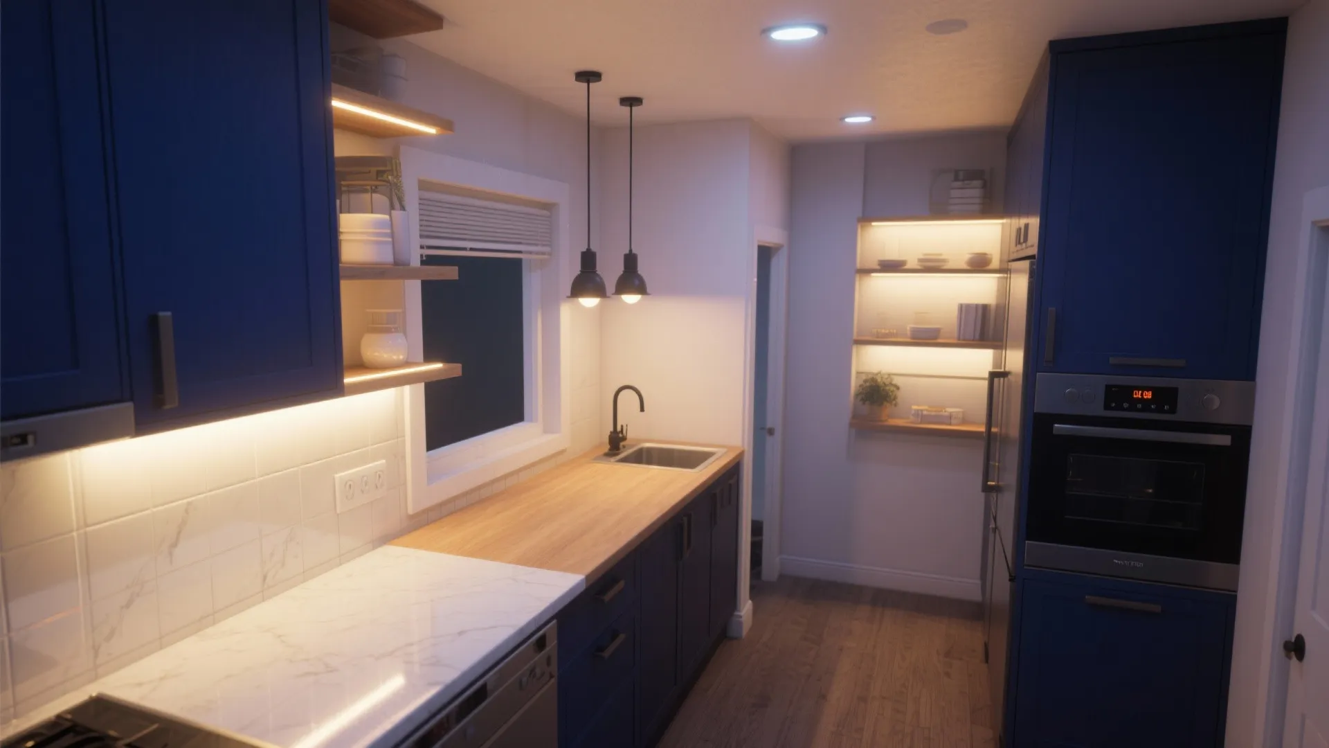 3. Under-cabinet and layered lighting