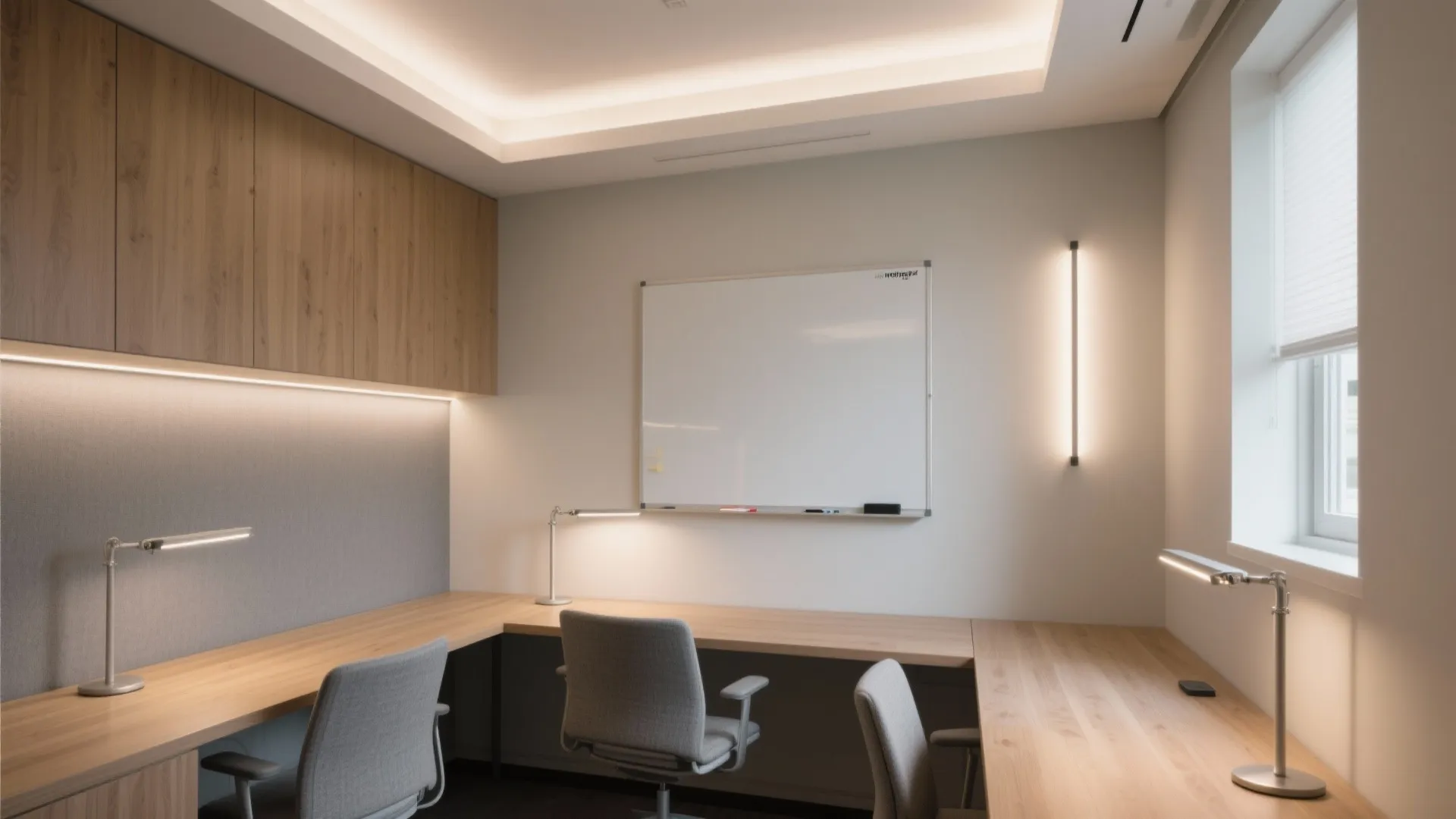 Layered, dimmable lighting that respects focus