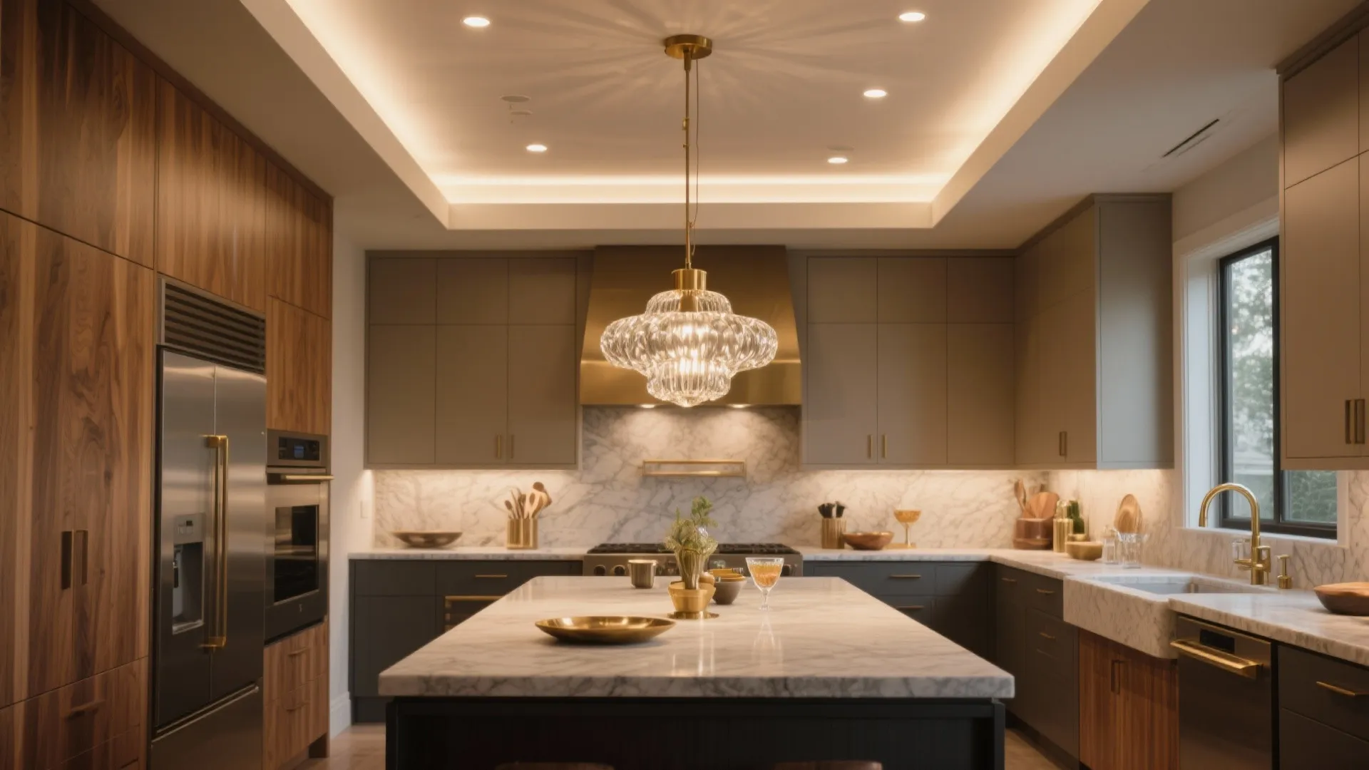 Layered Lighting with Sculptural Fixtures
