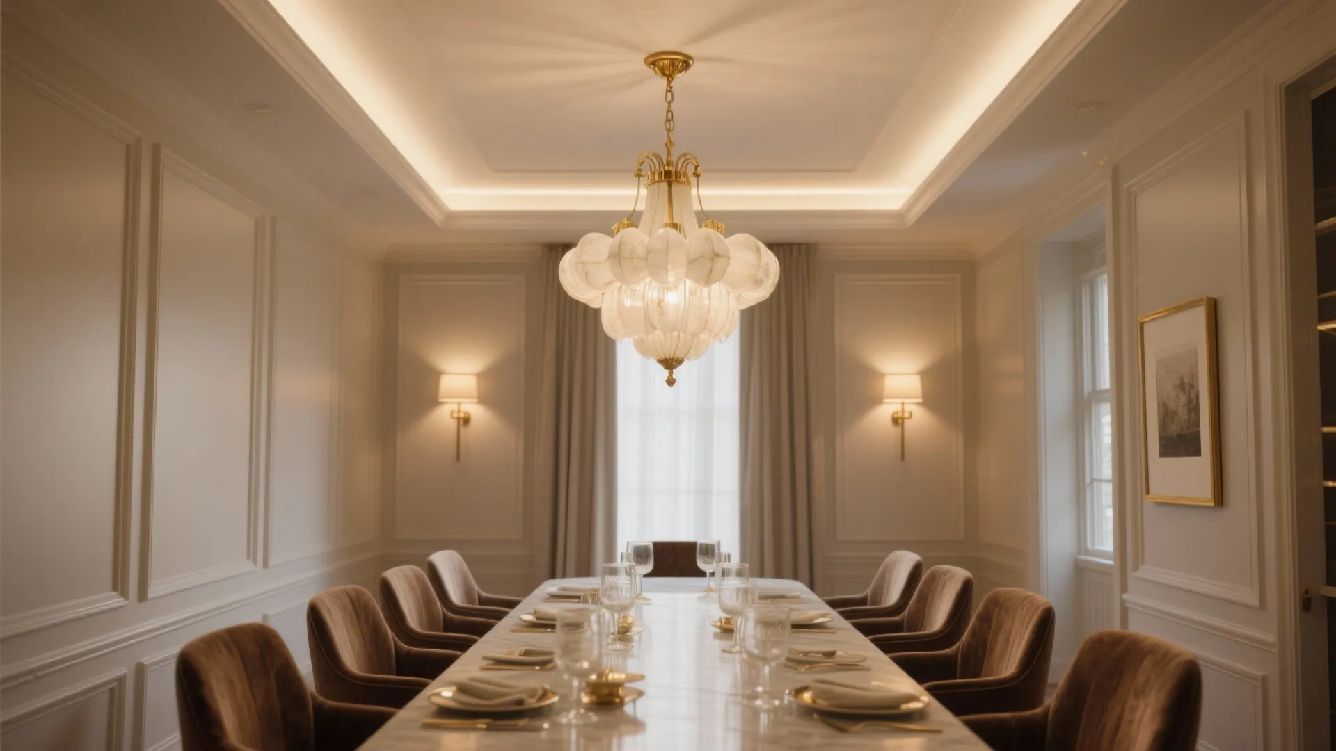 Layered Lighting with a Statement Chandelier