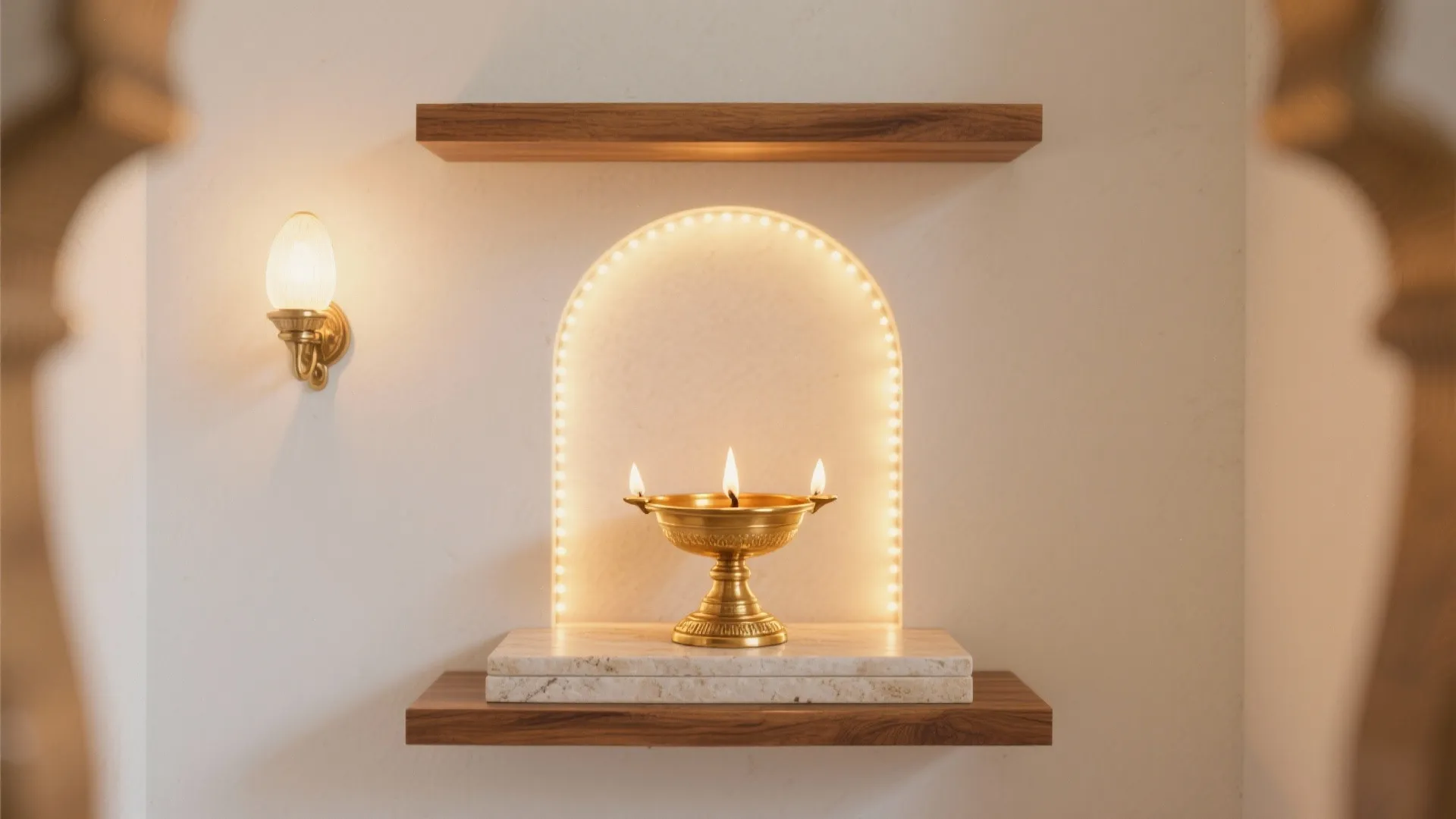 Layered Lighting: Diyas, Warm LEDs, and a Gentle Accent