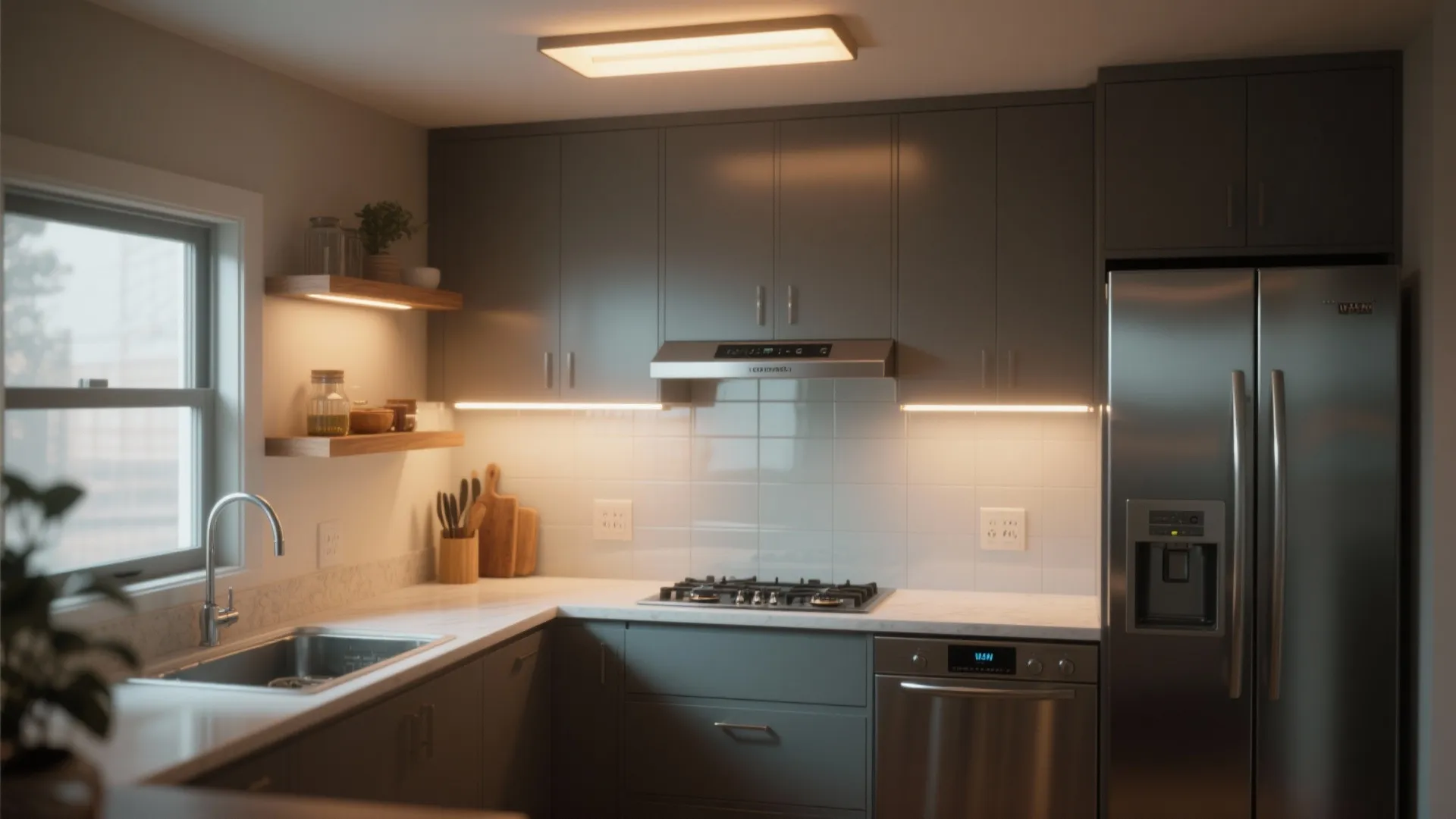 Layered Lighting and Compact, Integrated Appliances