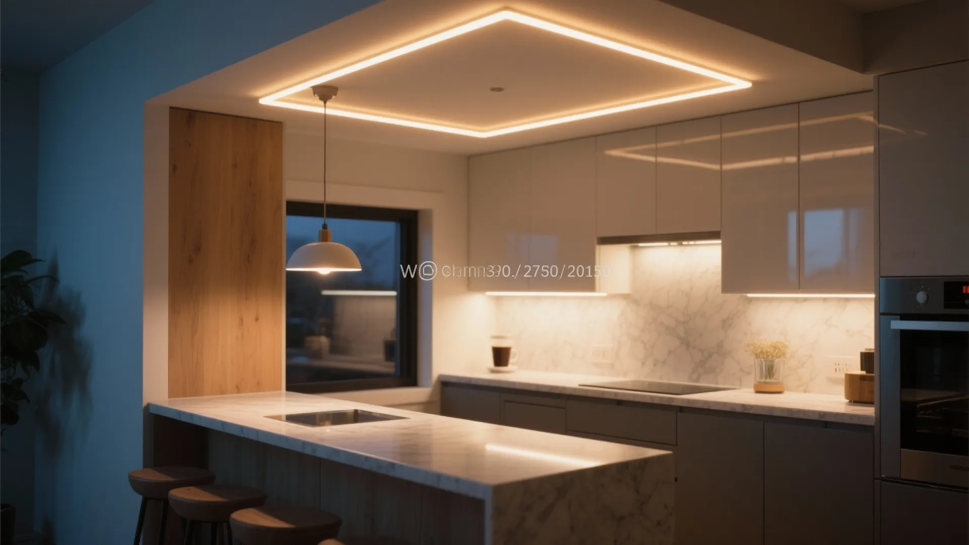 Layered lighting that flatters small kitchens