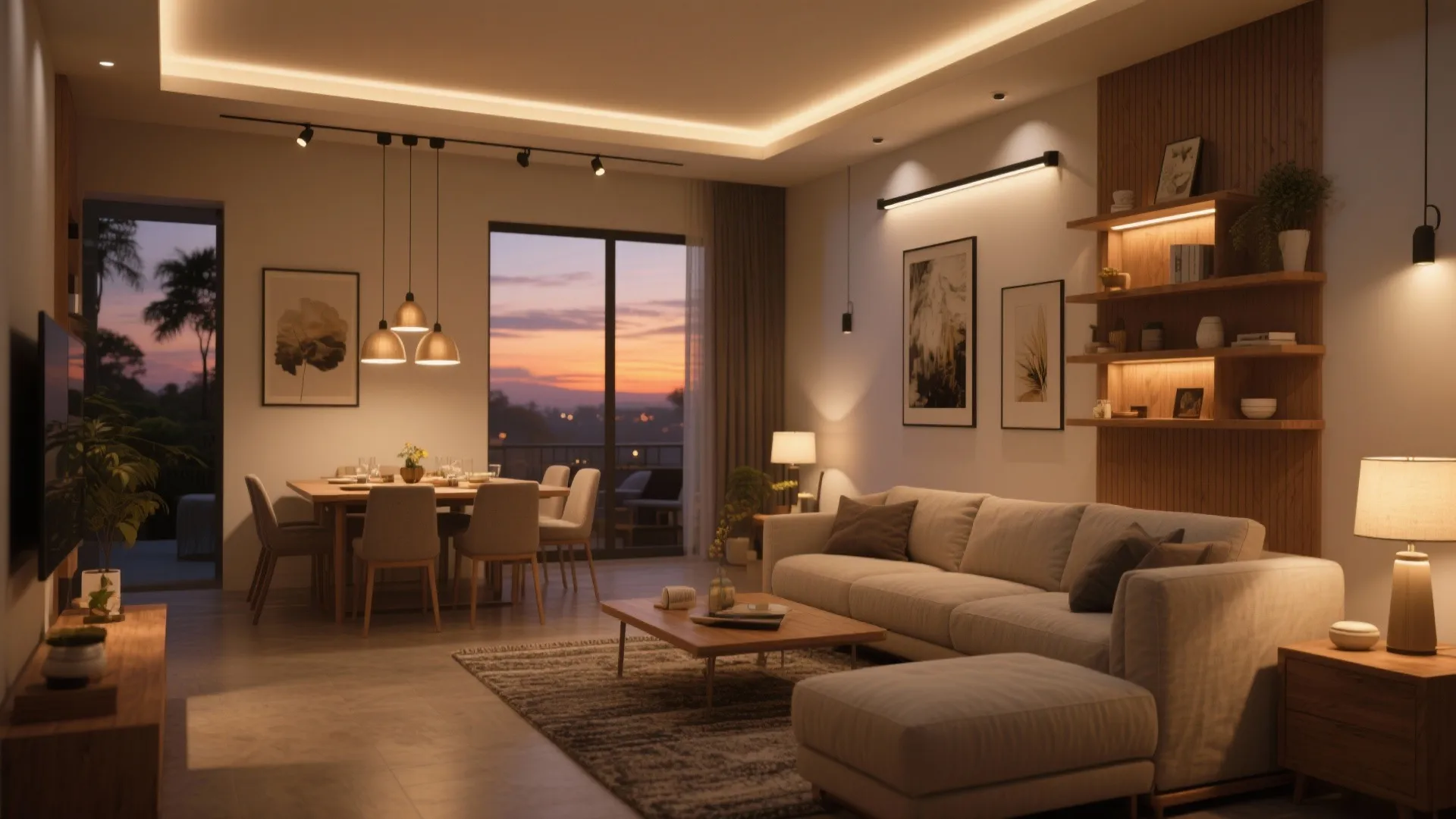 Layered lighting that flatters a 3 BHK