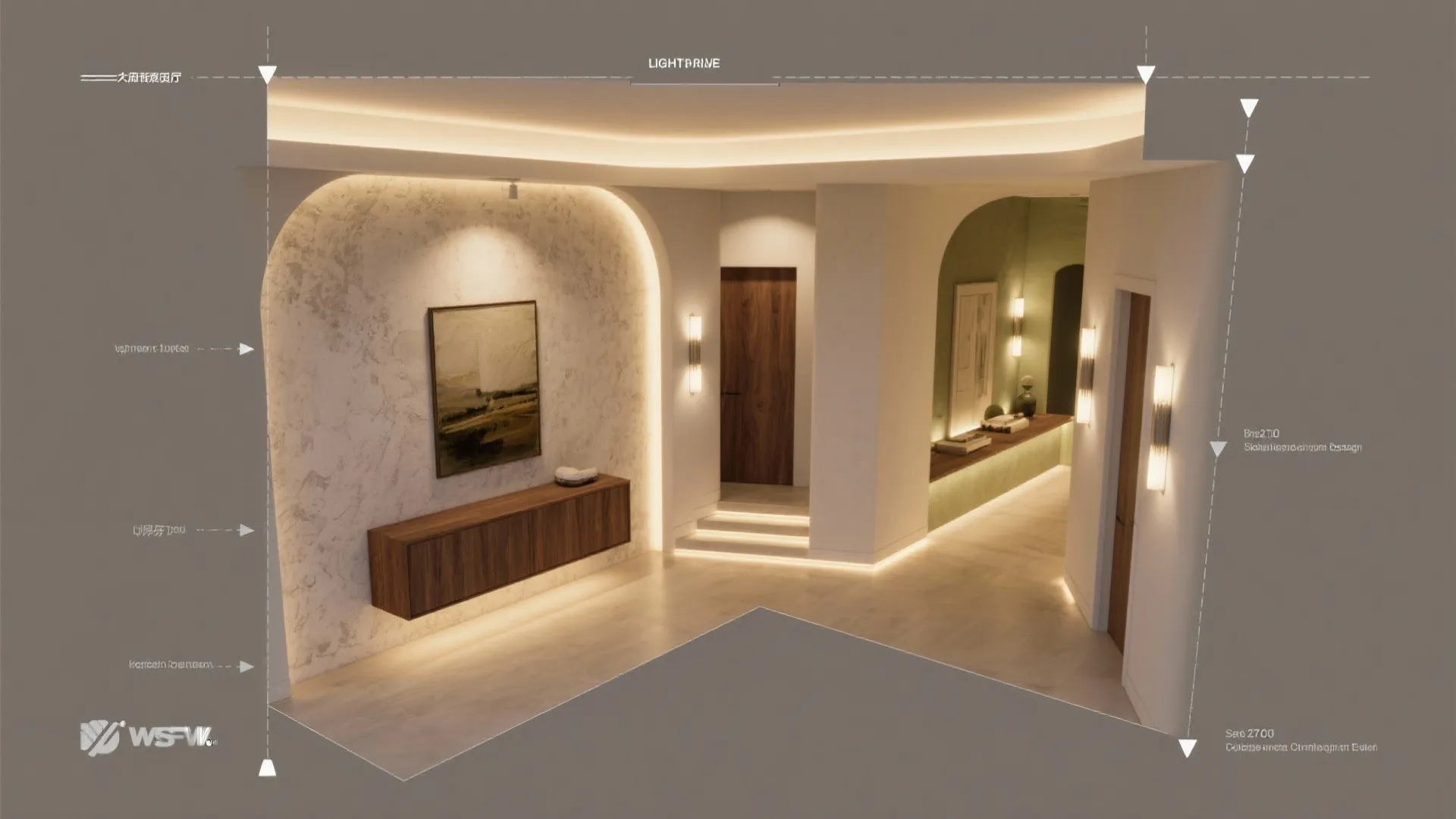 1) Layered lighting for a grand welcome