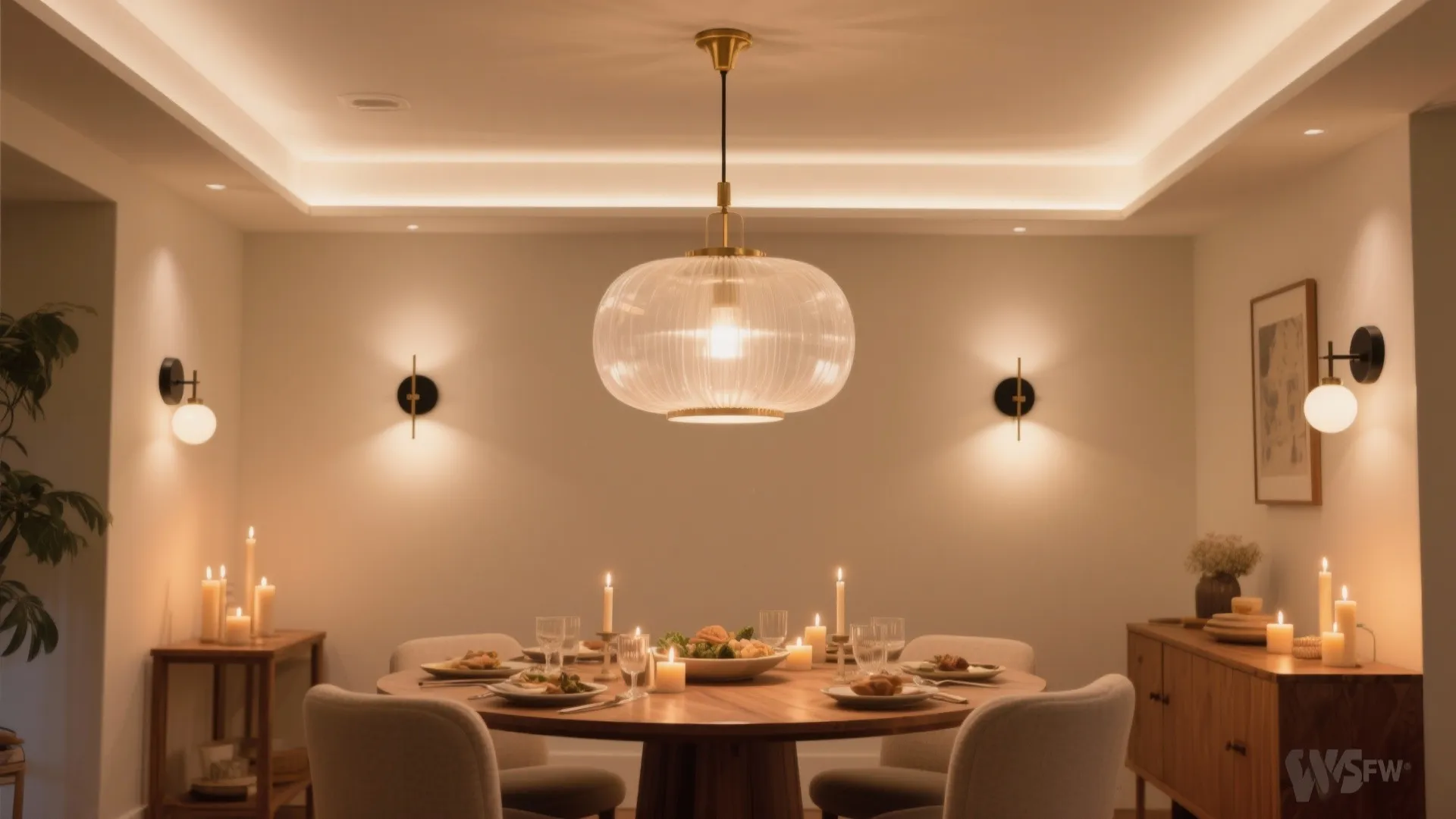 Statement lighting with dimmable layers
