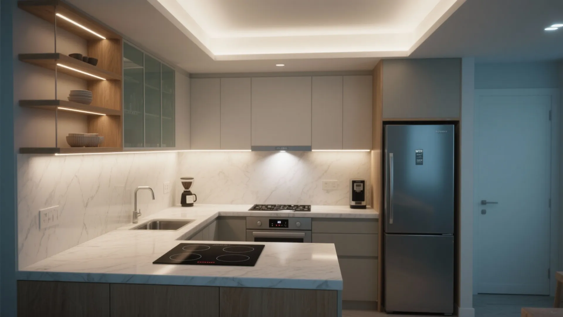 Layered Lighting and Slim Appliances for Everyday Ease