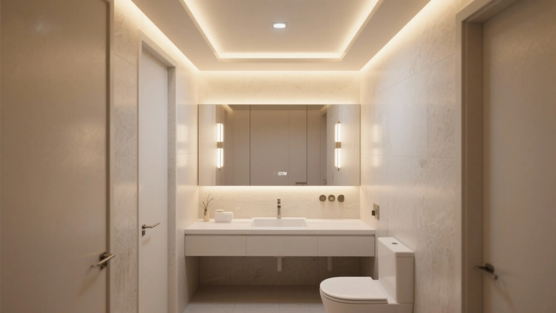 Layered ambient + task lighting for balance