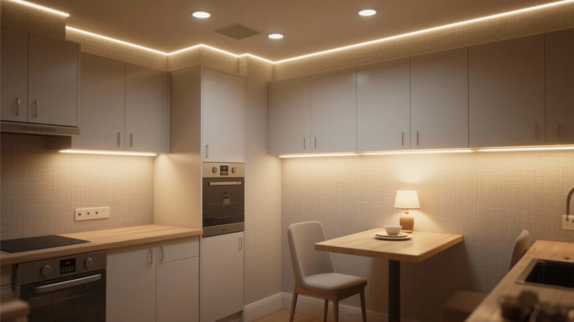 Soft Layered Lighting + Pale Wallpaper