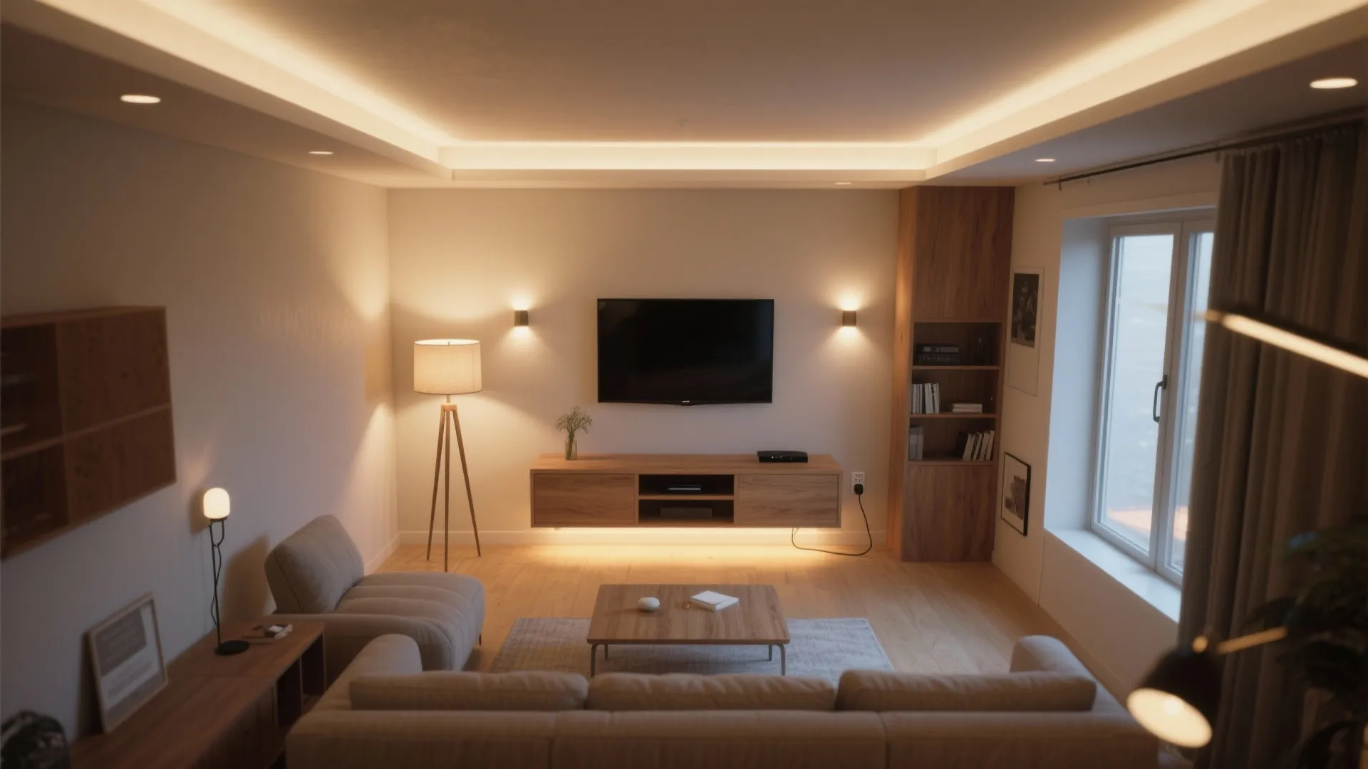 Layered lighting to flatter a small screen